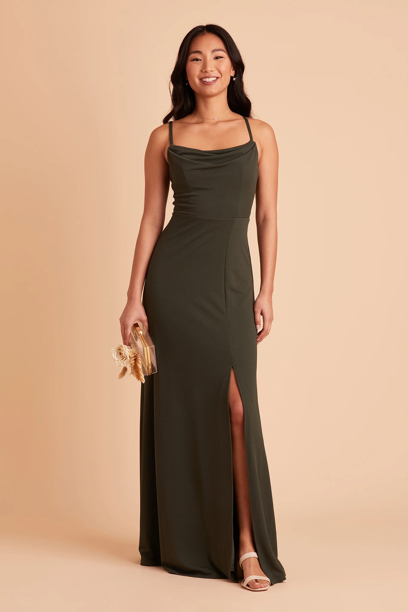 Ash Crepe Dress - Olive - Image 5