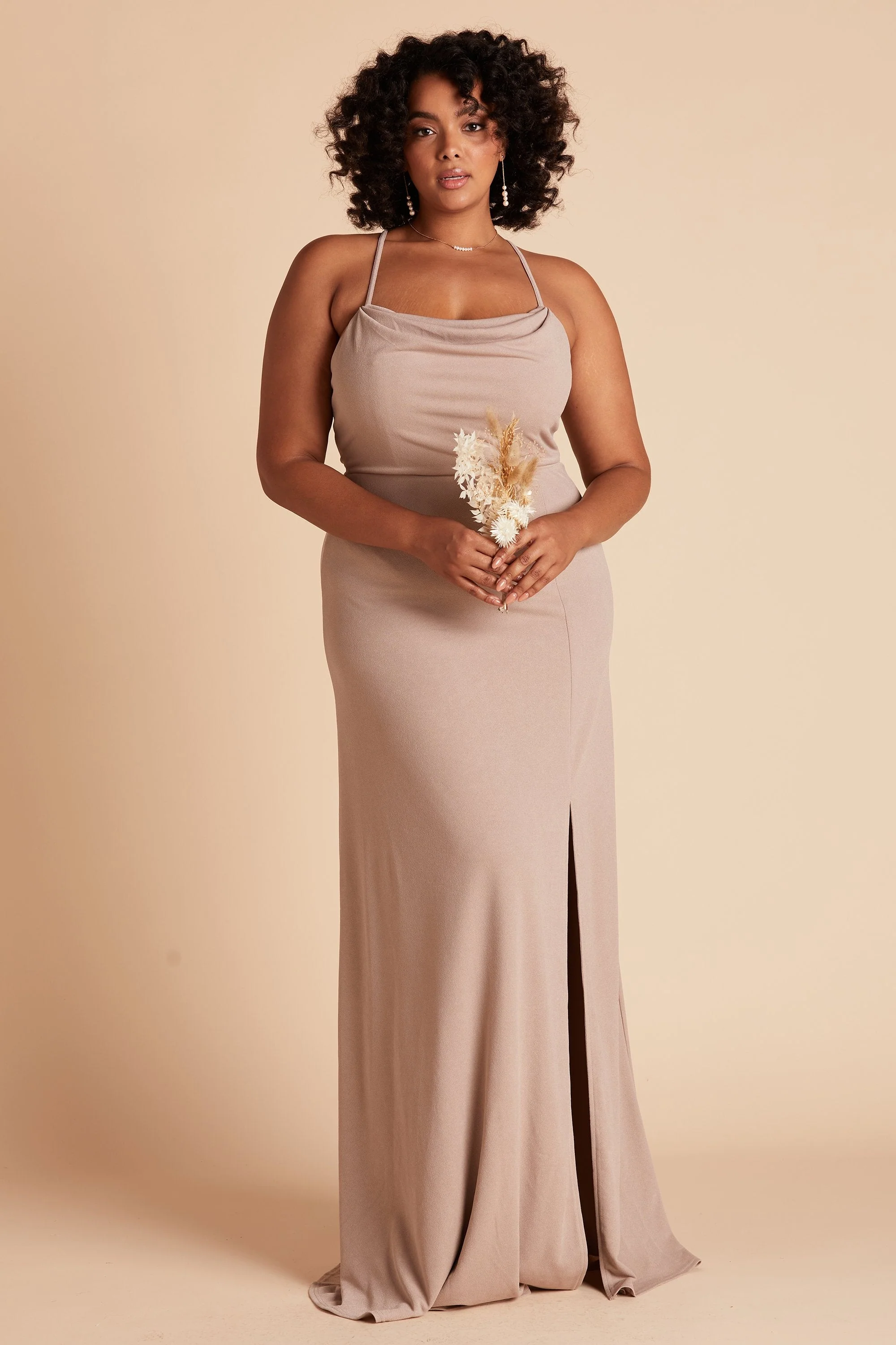 Ash Crepe Dress - Taupe - Image 11