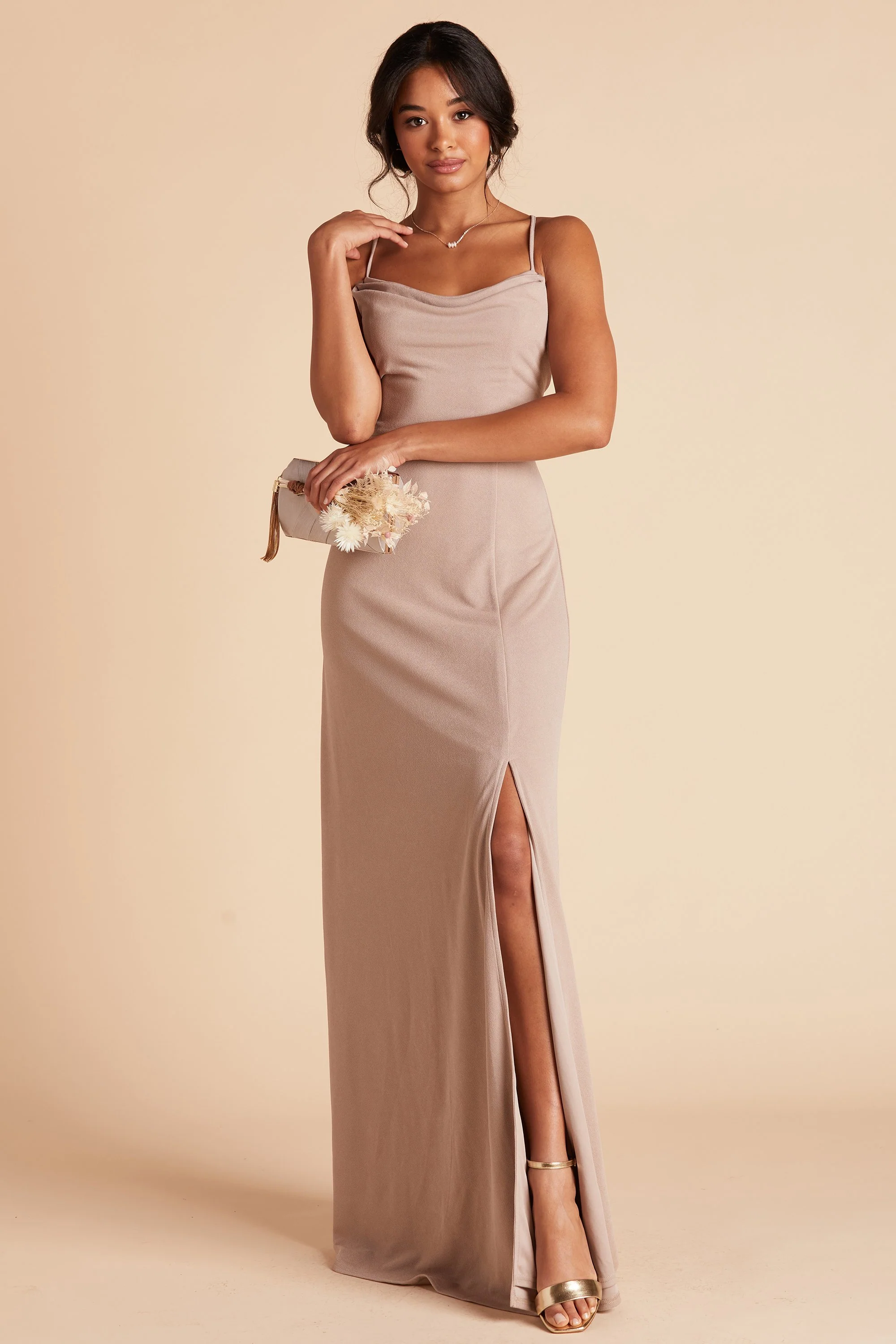 Ash Crepe Dress - Taupe - Image 3