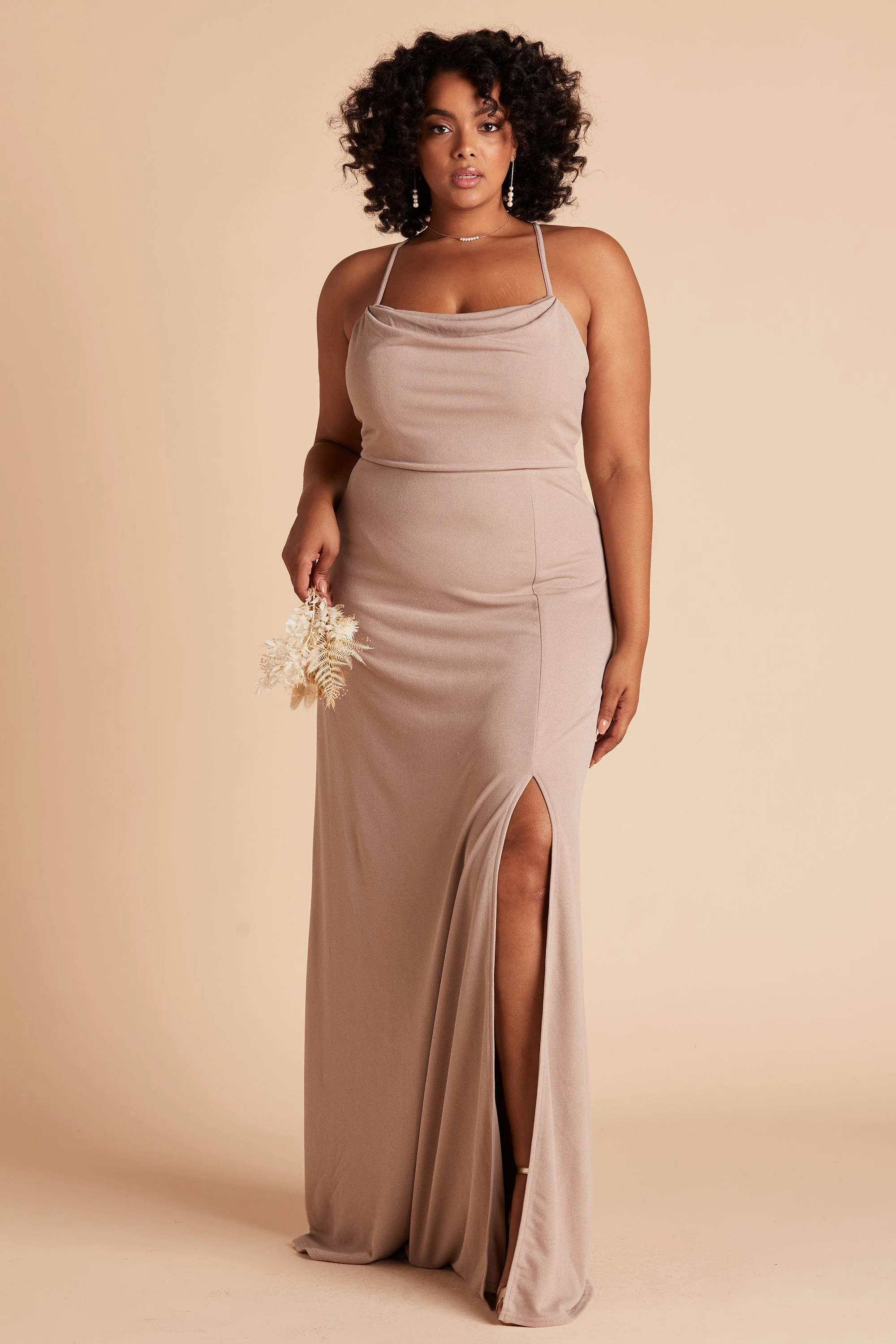 Ash Crepe Dress - Taupe - Image 8