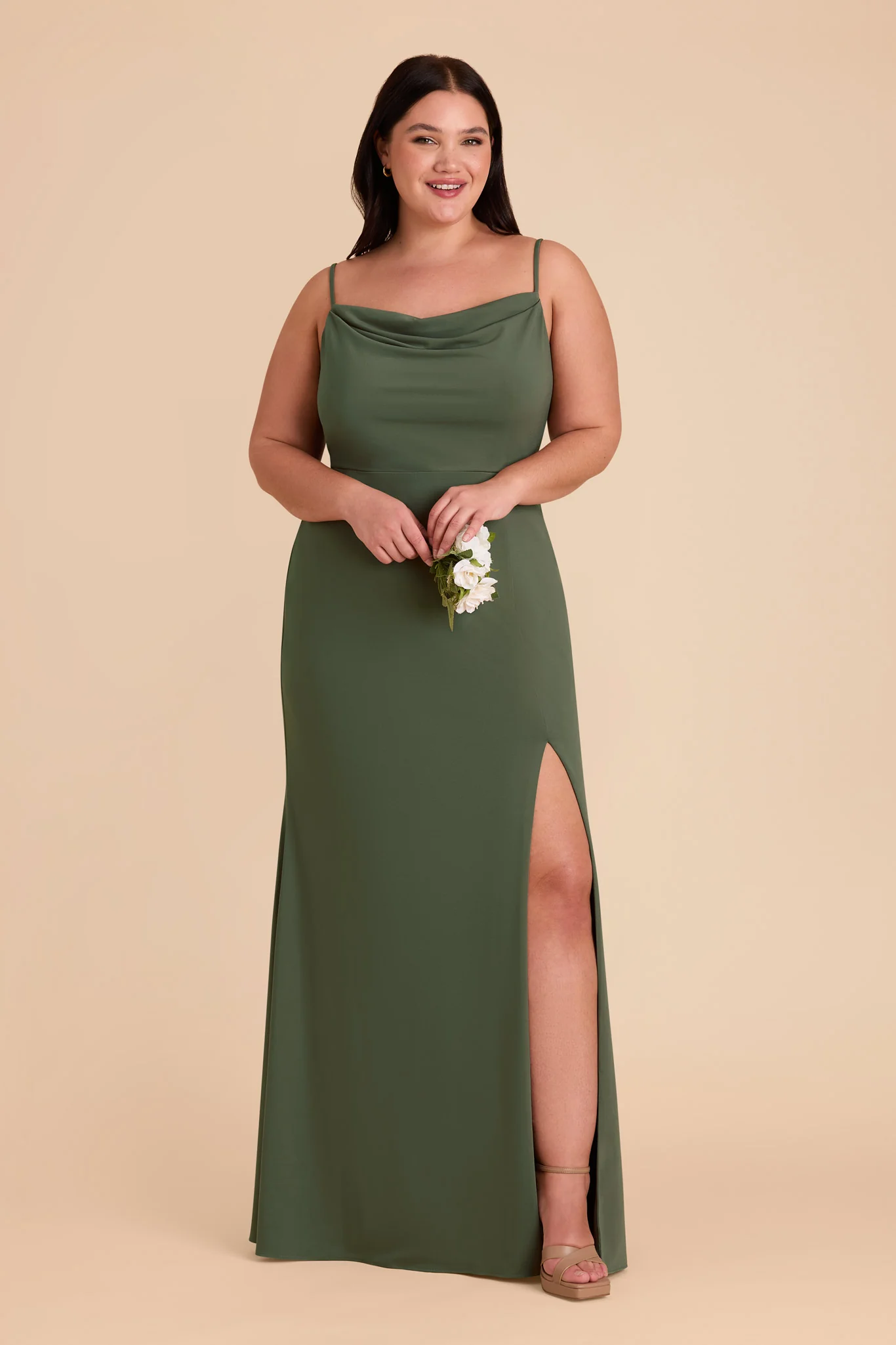Ash Luxe Stretch Knit Dress - Olive - Image 3