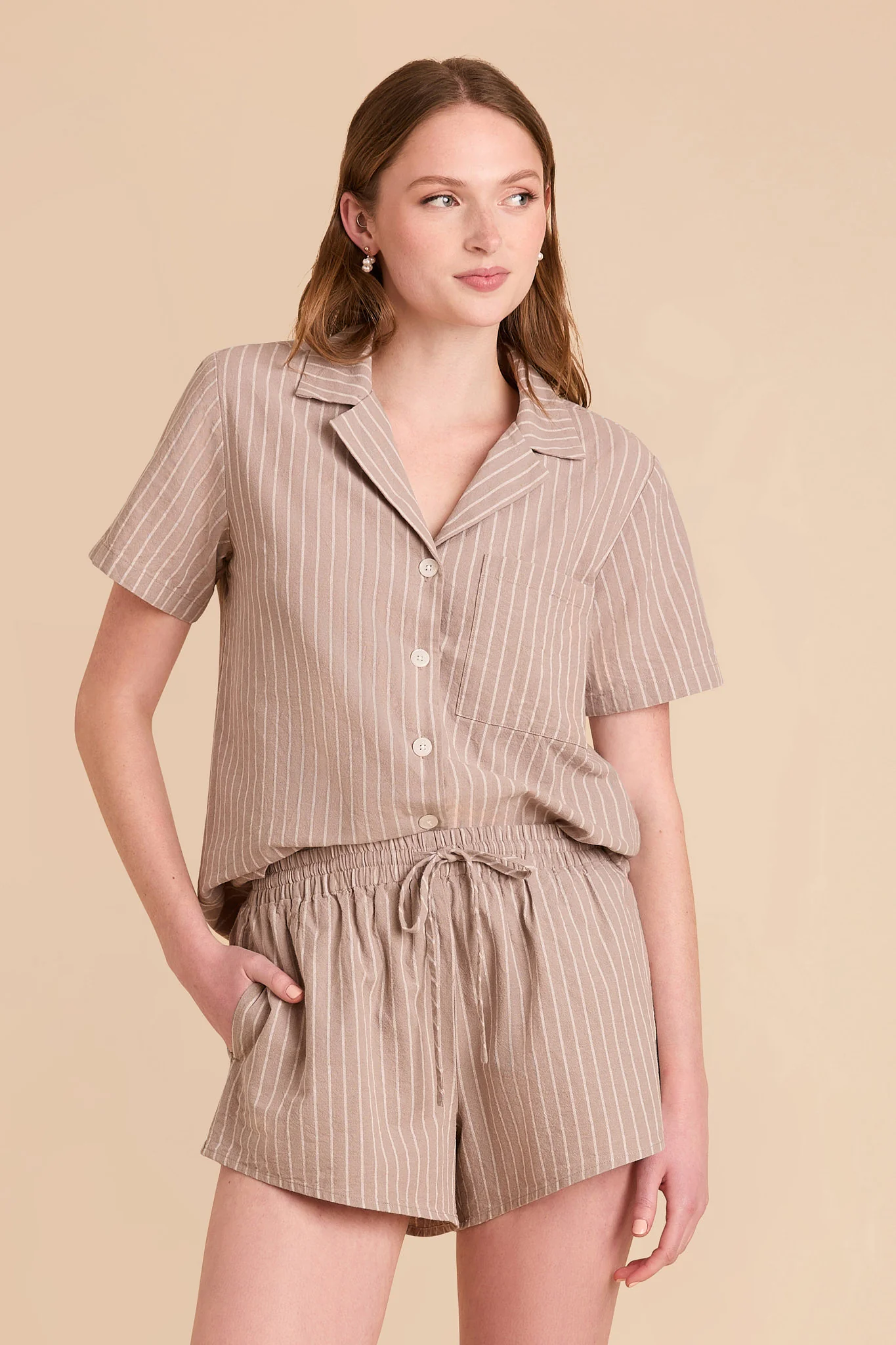 Atticus  Pajama Set - Cocoa Stripe