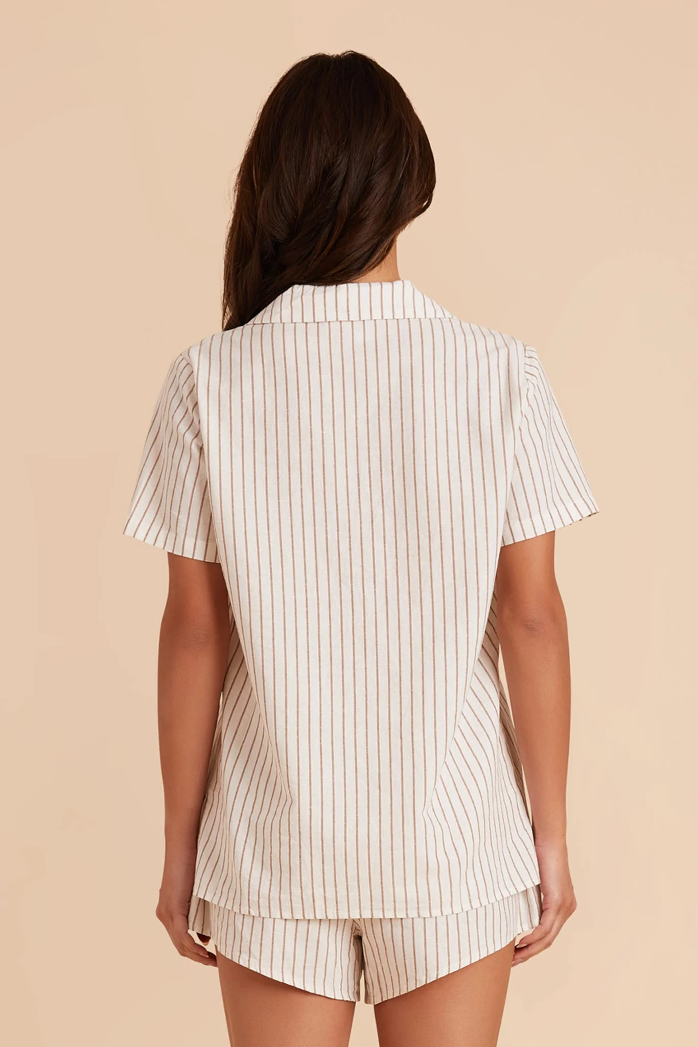 Atticus  Pajama Set - White And Taupe Stripe - Image 8