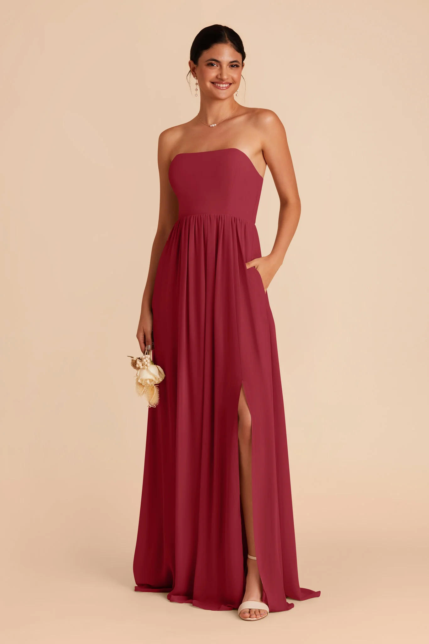August Chiffon Dress - Burgundy - Image 4
