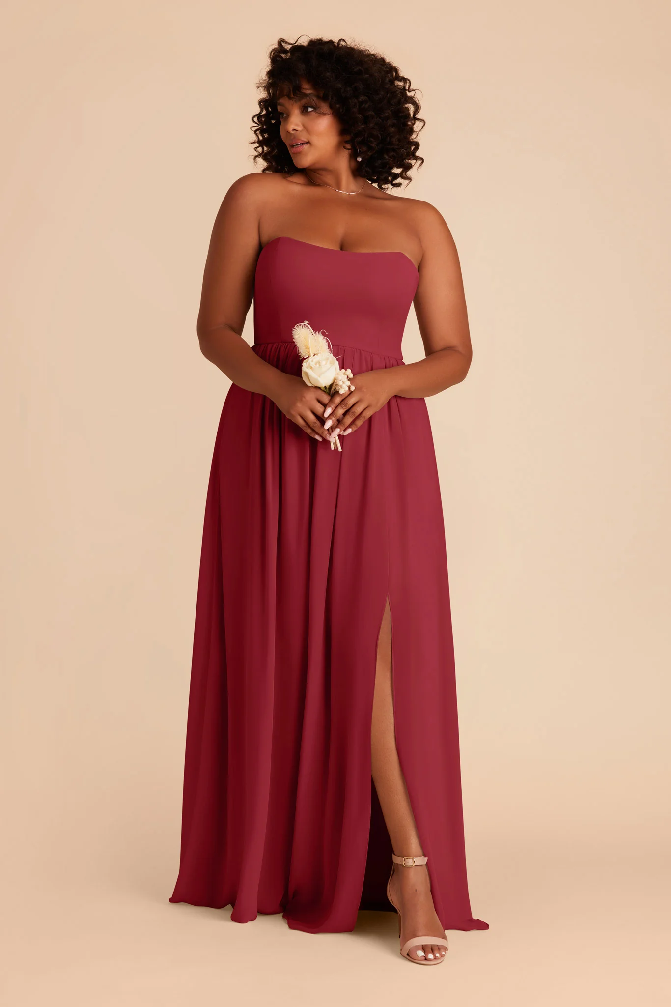 August Chiffon Dress - Burgundy - Image 9