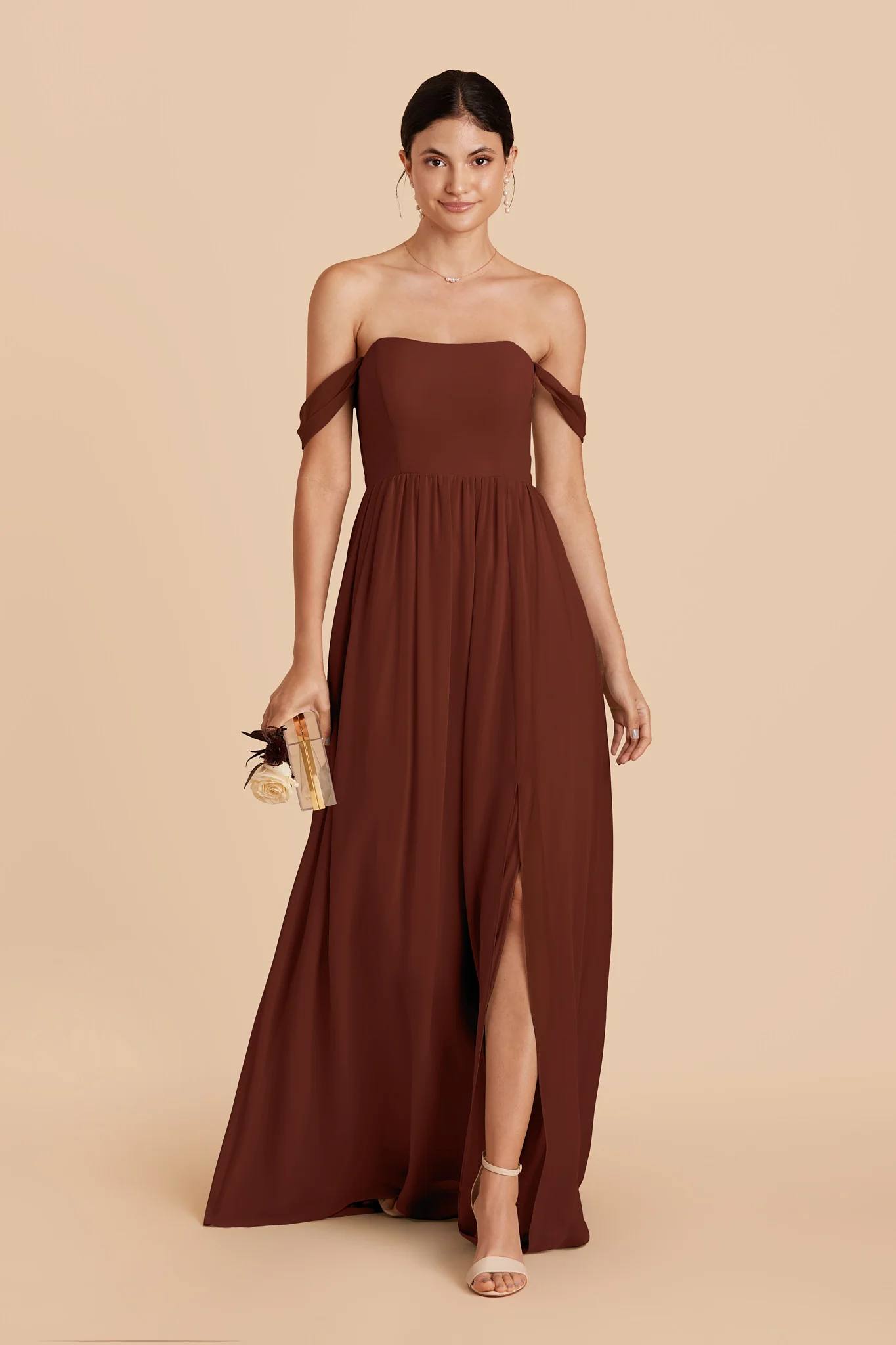 August Chiffon Dress - Cognac - Image 3