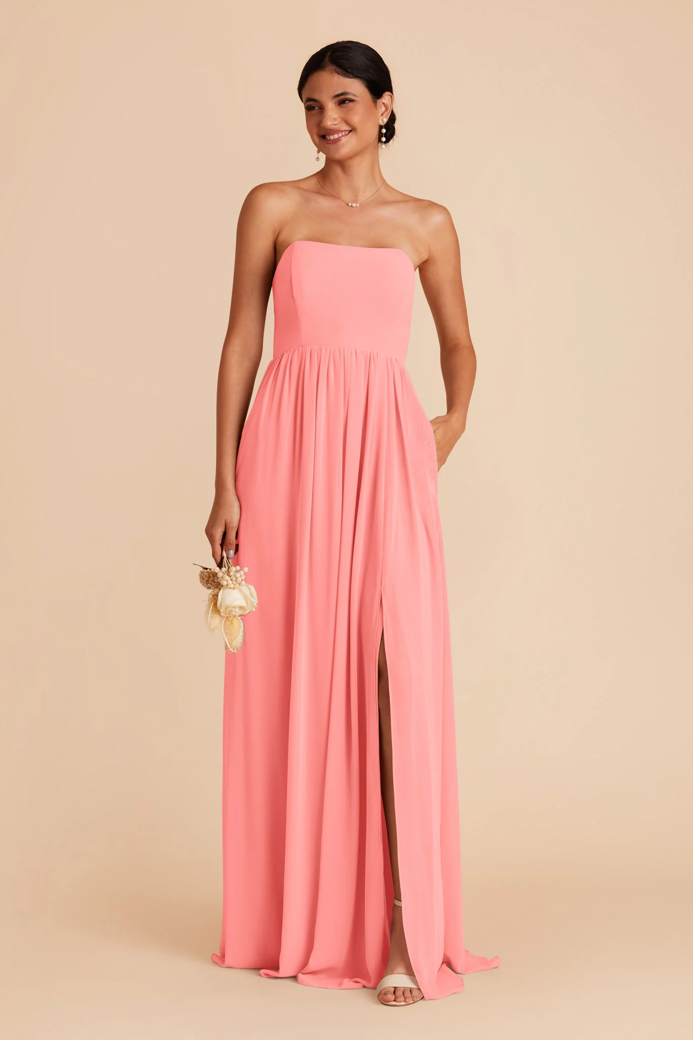 August Chiffon Dress - Coral Pink - Image 3