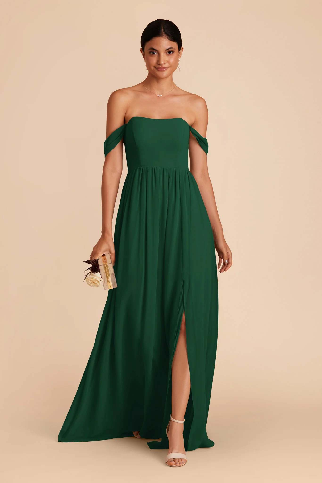 August Chiffon Dress - Forest Green - Image 3