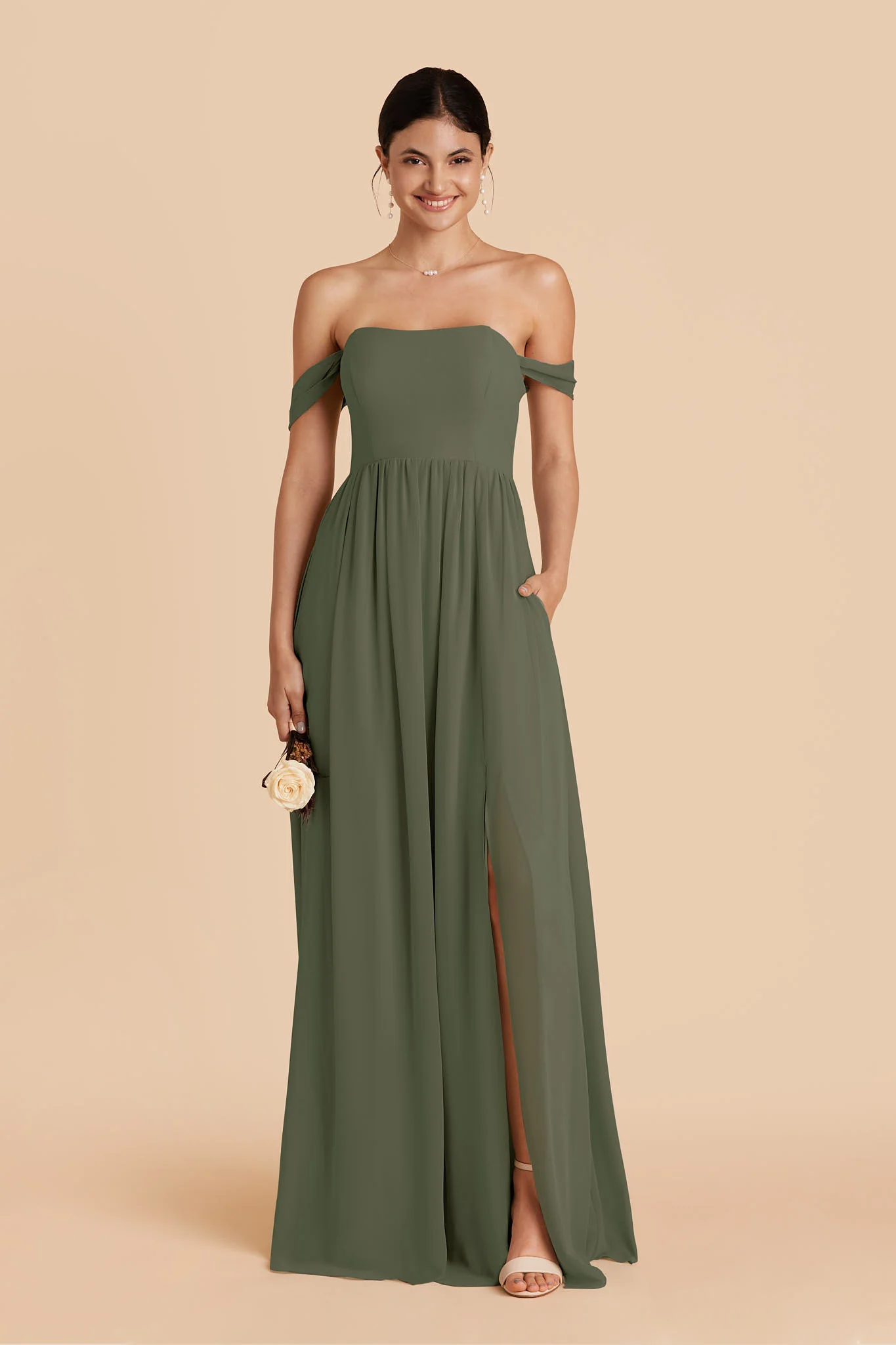 August Chiffon Dress - Olive - Image 4