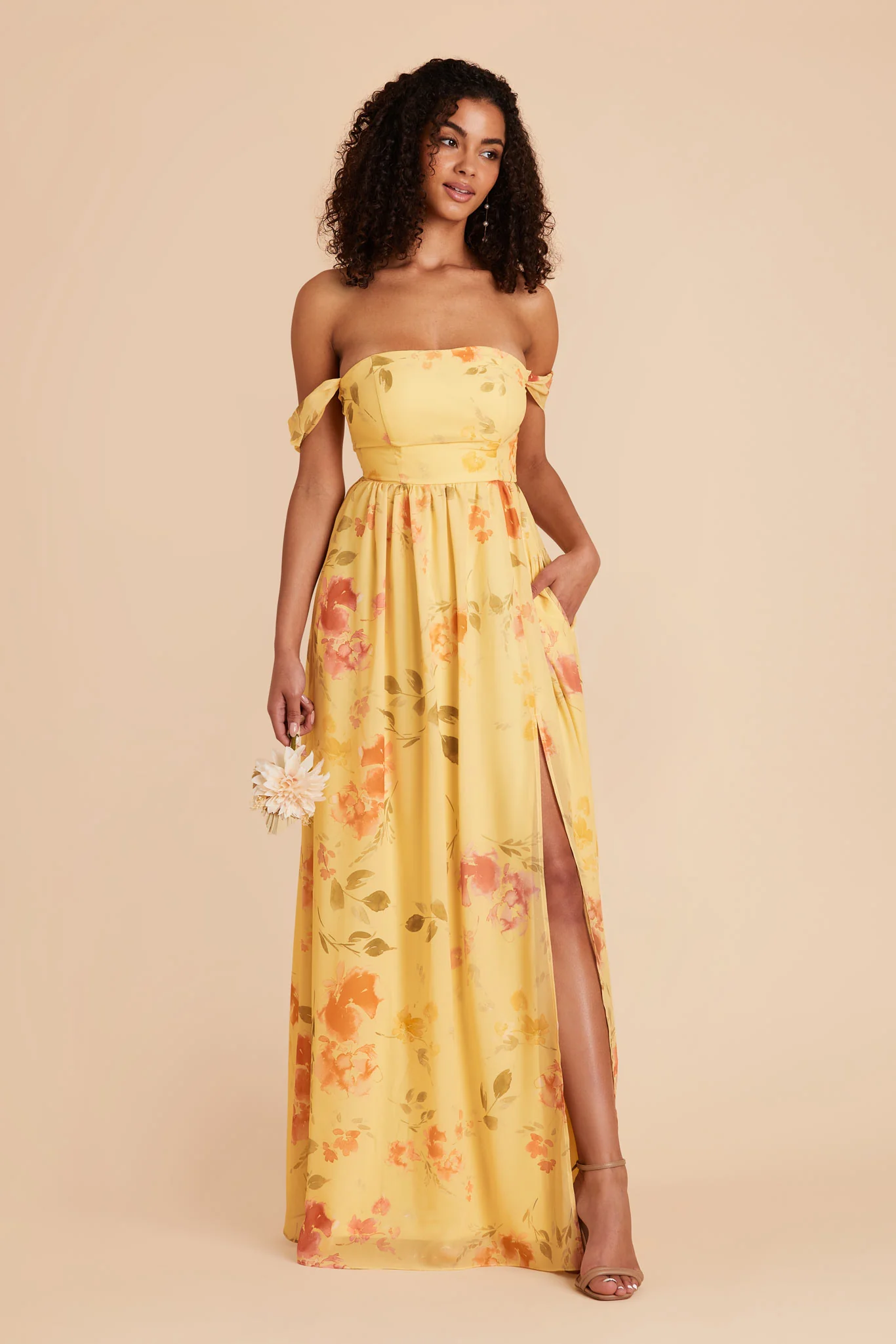 August Chiffon Dress - Pale Yellow Rococo Floral - Image 3