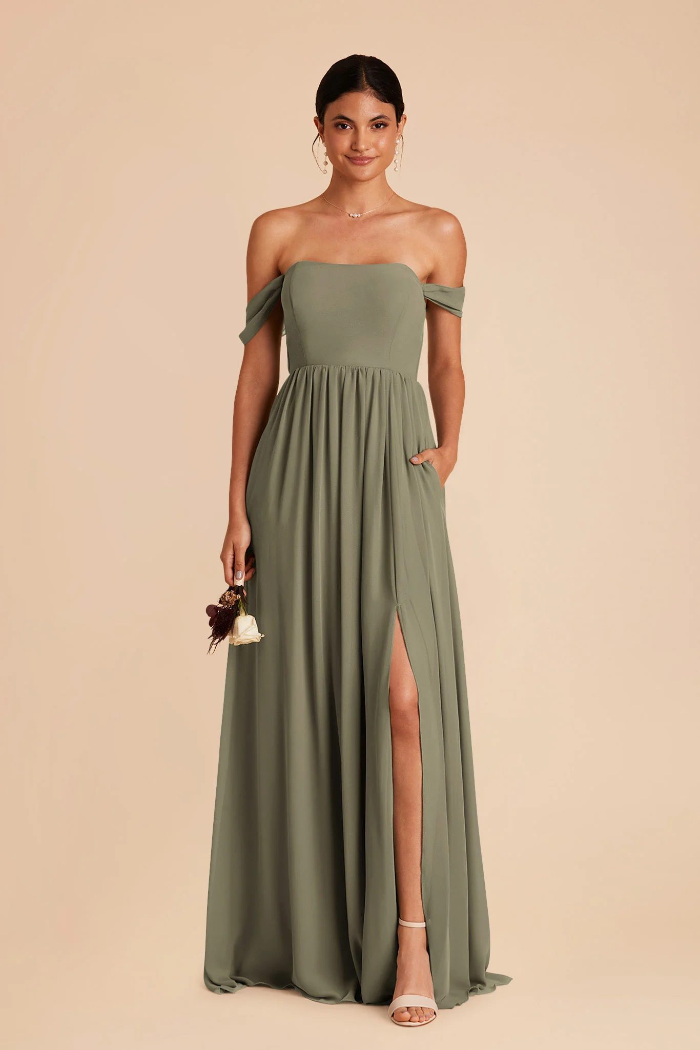 August Chiffon Dress - Thyme - Image 3
