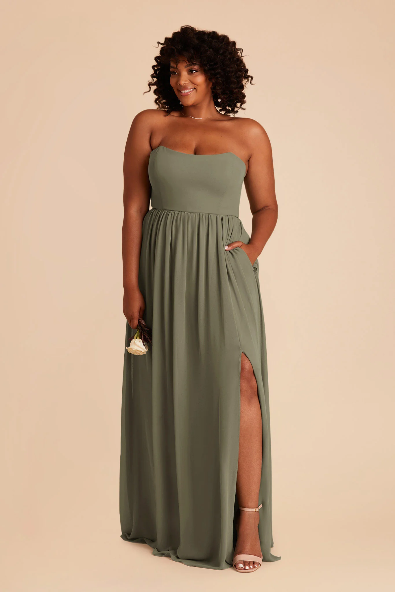 August Chiffon Dress - Thyme - Image 6