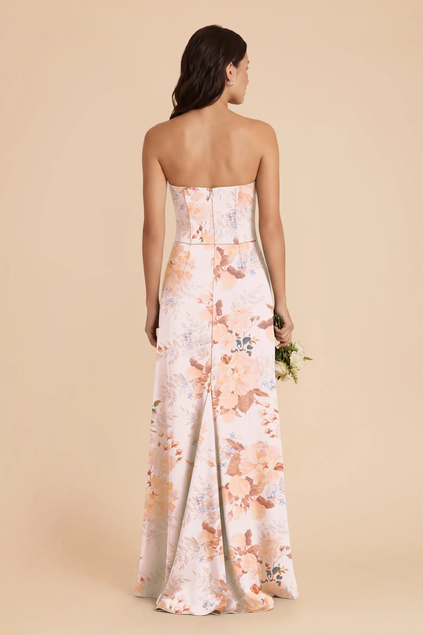 Billie Matte Satin Dress - Champagne Cascadia Bouquet - Image 3