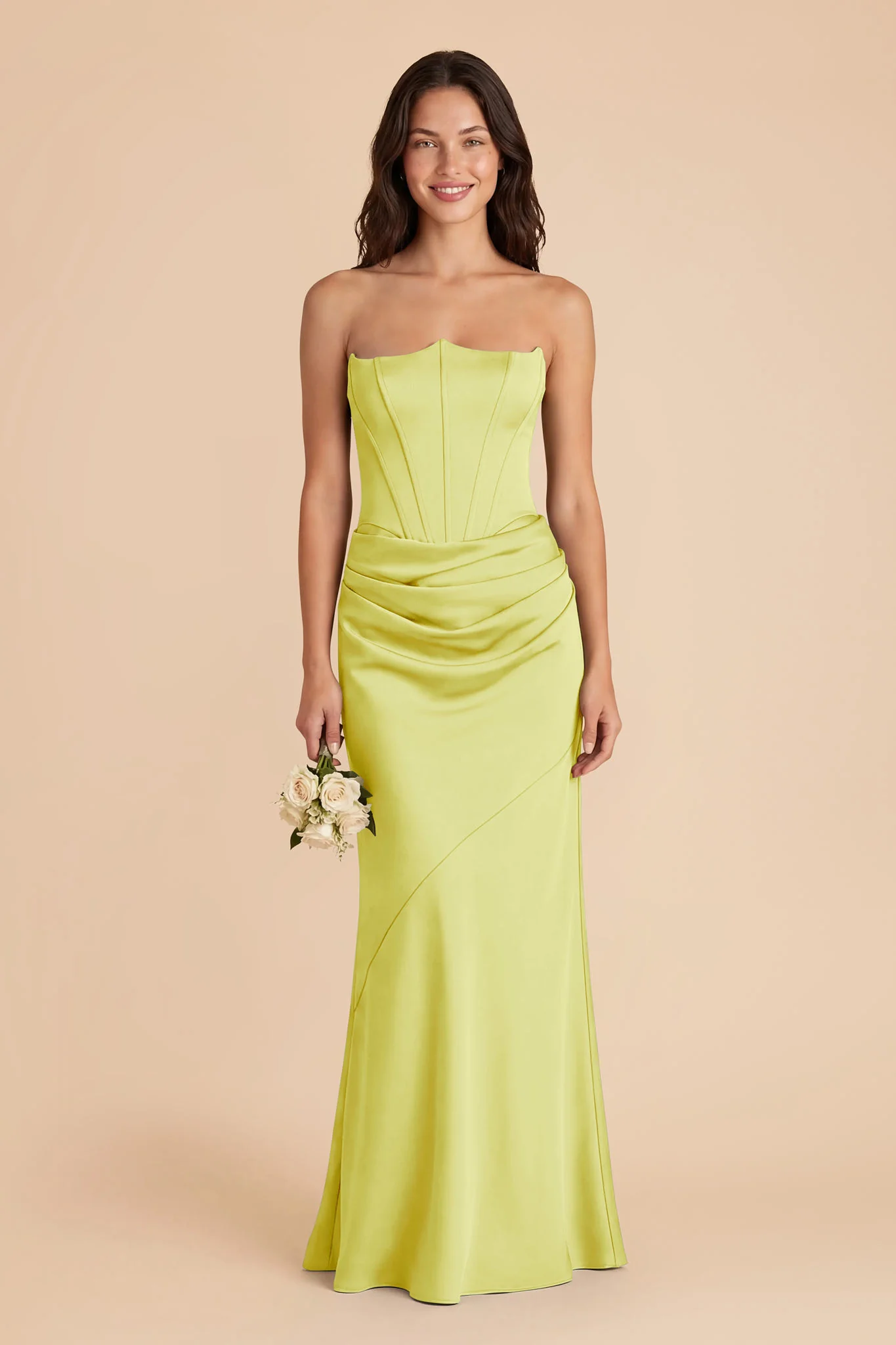 Billie Matte Satin Dress - Chartreuse