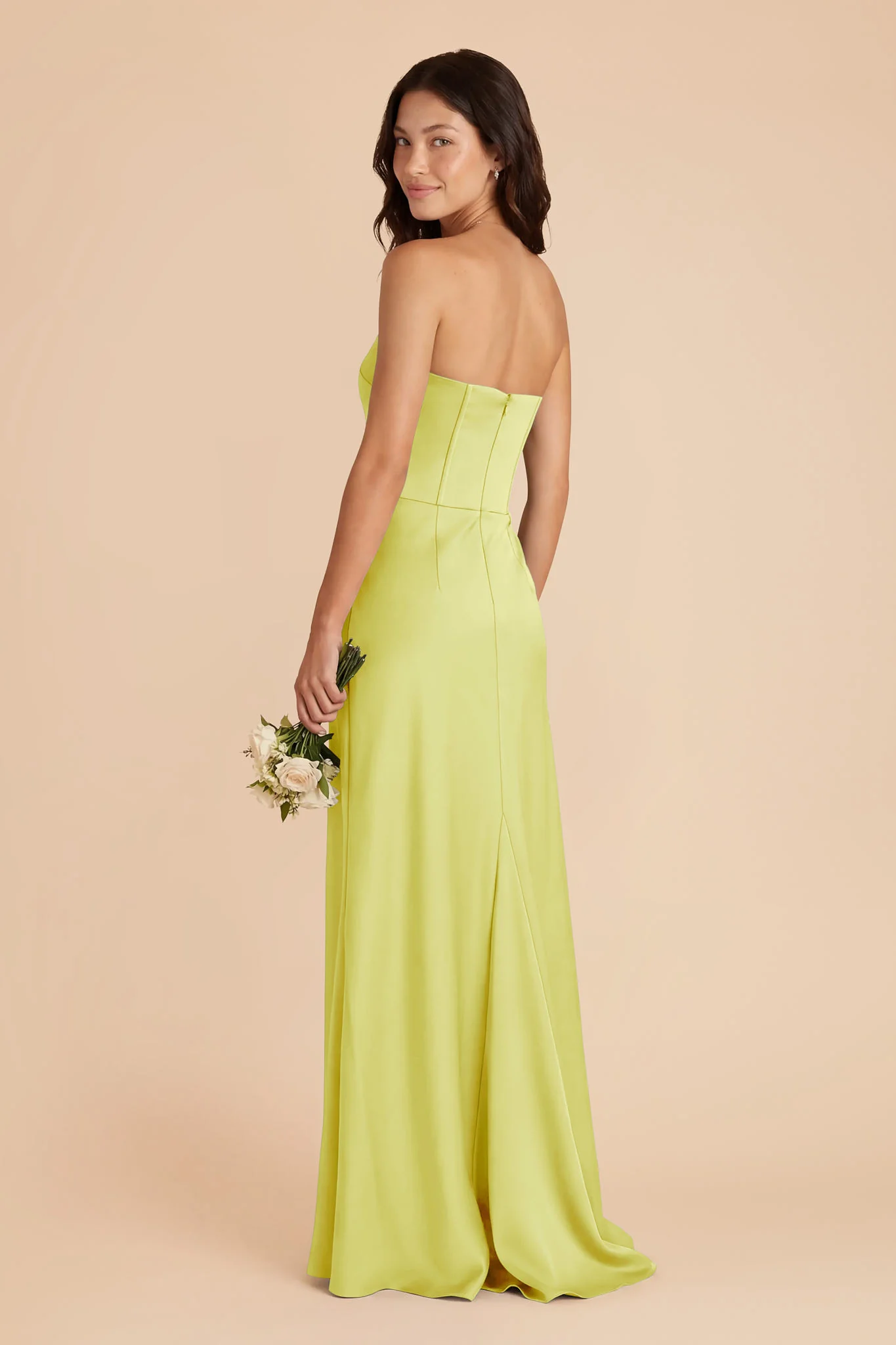 Billie Matte Satin Dress - Chartreuse - Image 3