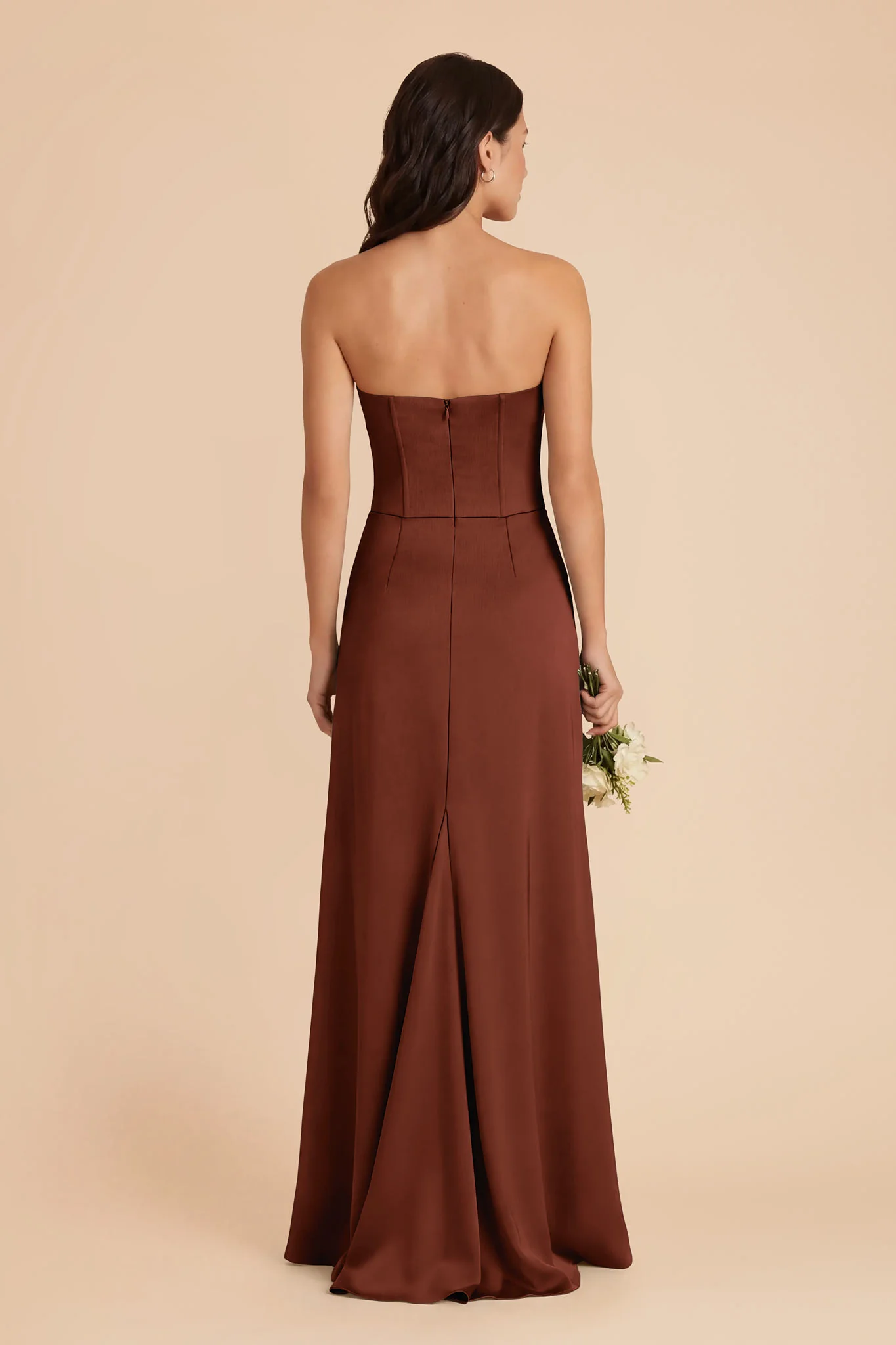 Billie Matte Satin Dress - Cognac - Image 4