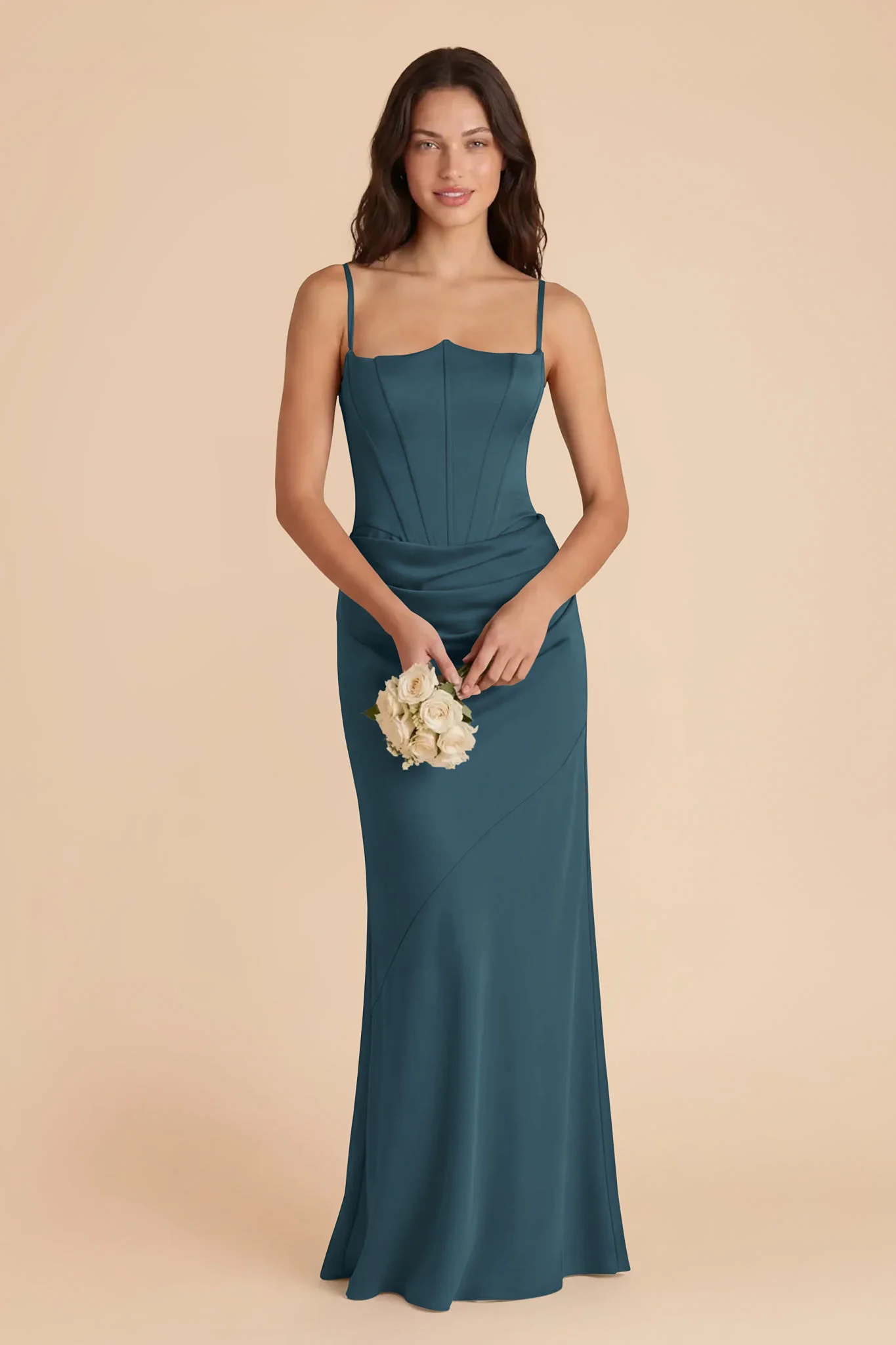 Billie Matte Satin Dress - Dark Teal - Image 2