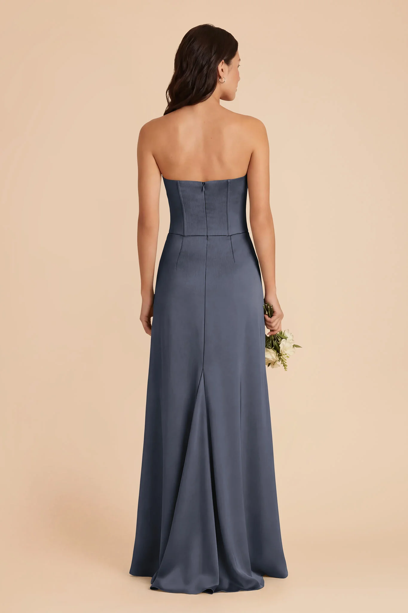 Billie Matte Satin Dress - Dusk Blue - Image 4