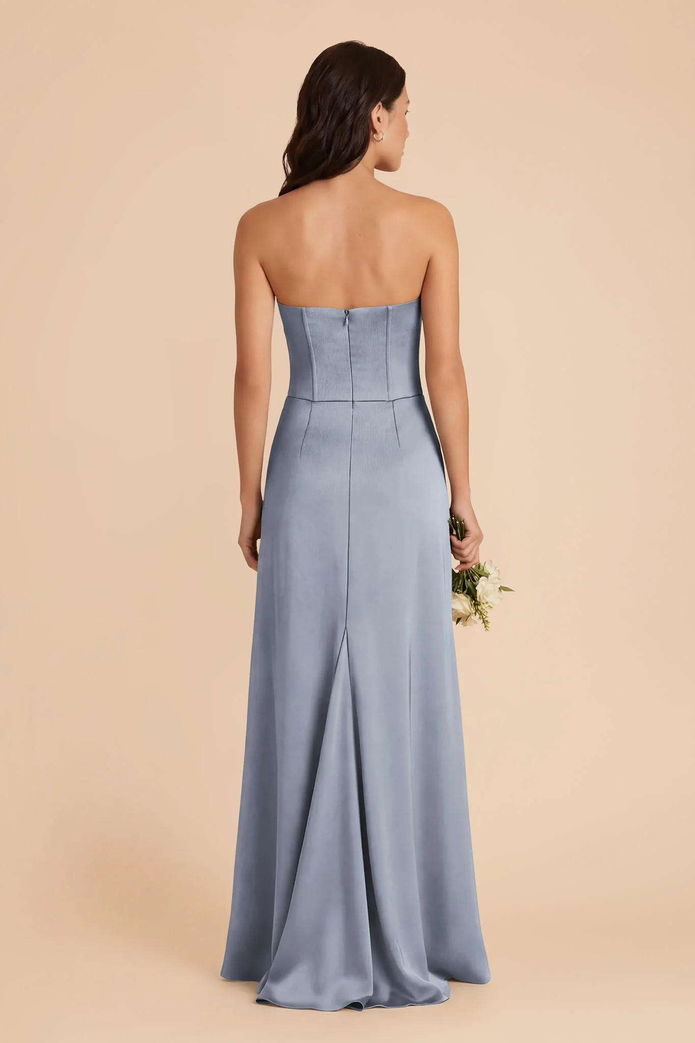 Billie Matte Satin Dress - Dusty Blue - Image 4