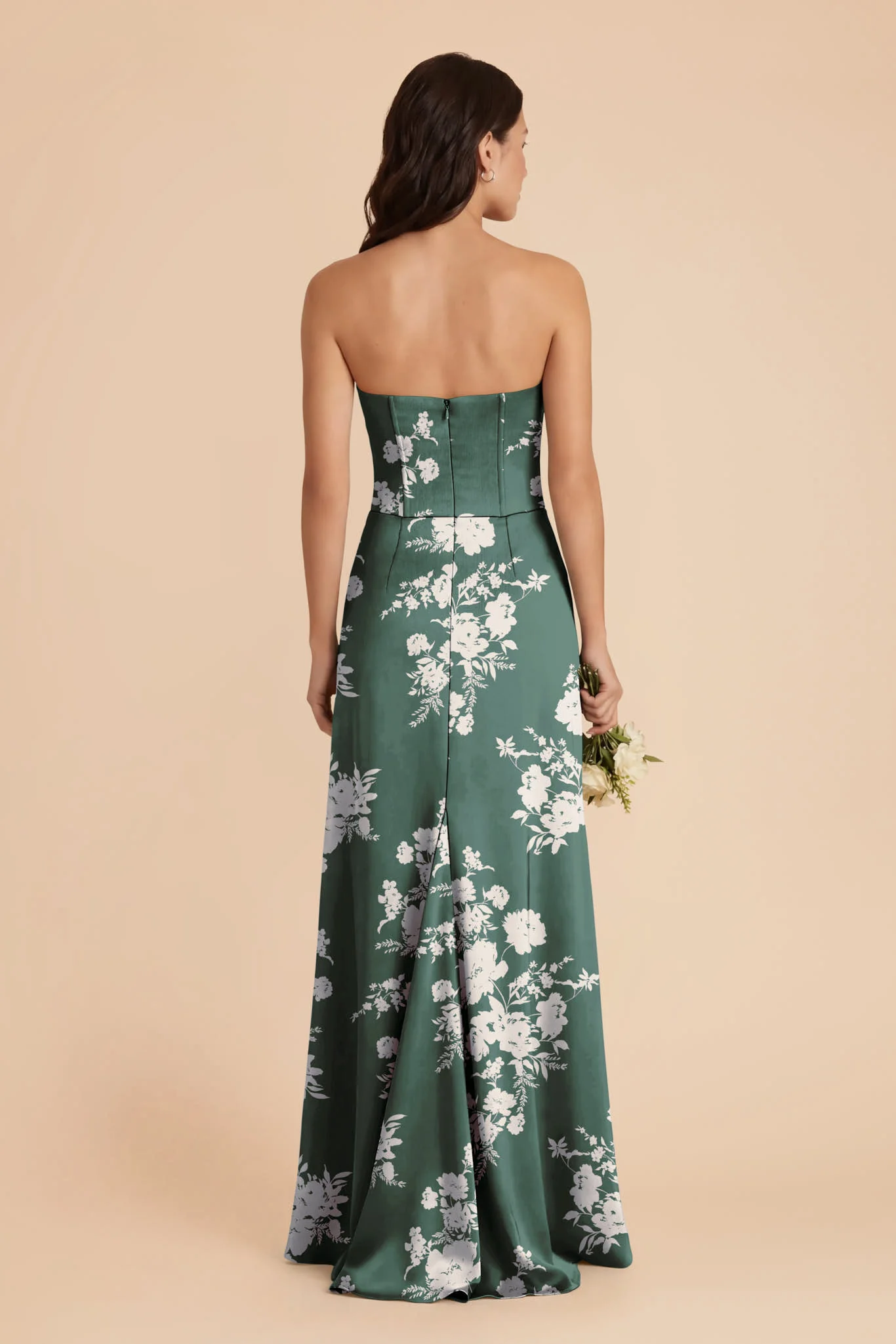 Billie Matte Satin Dress - Eucalyptus Whimsical Blooms - Image 3
