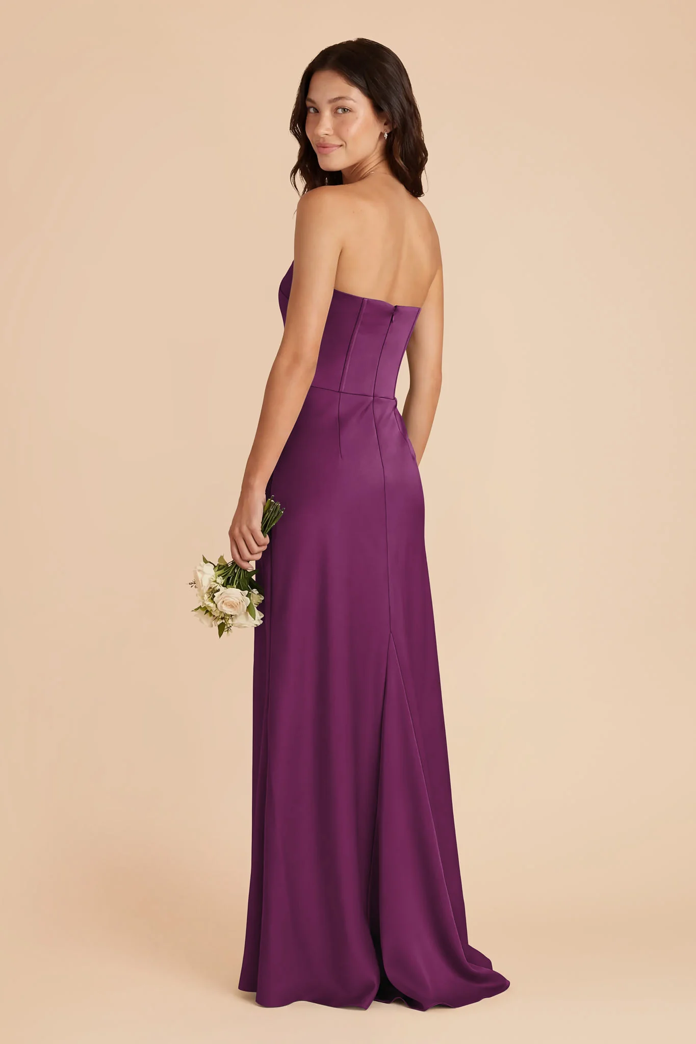 Billie Matte Satin Dress - Fig - Image 3