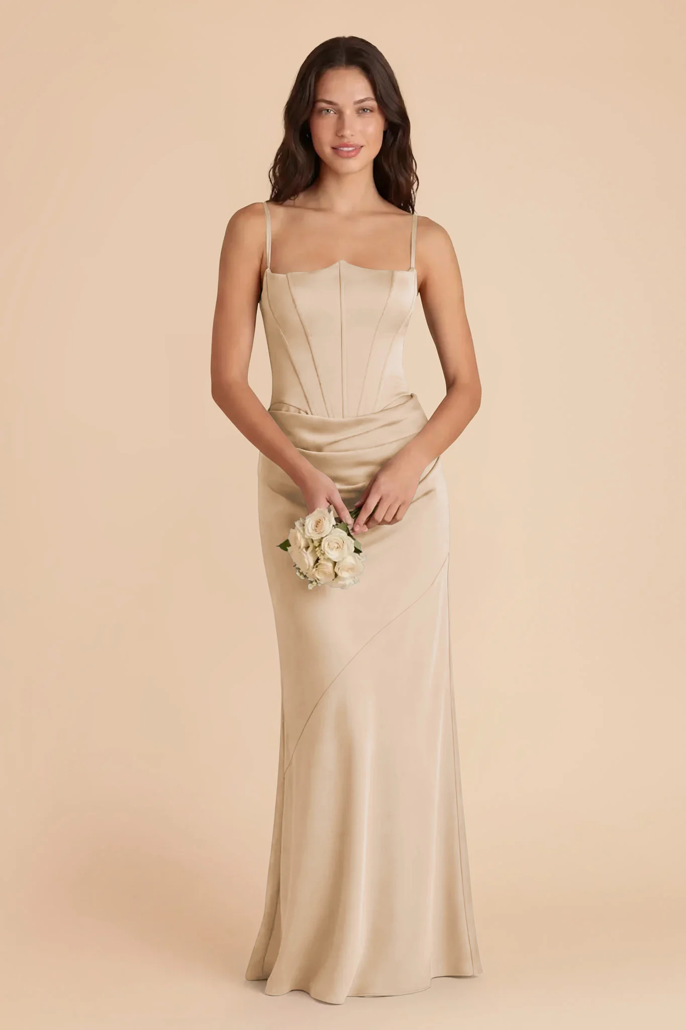 Billie Matte Satin Dress - Gold - Image 2
