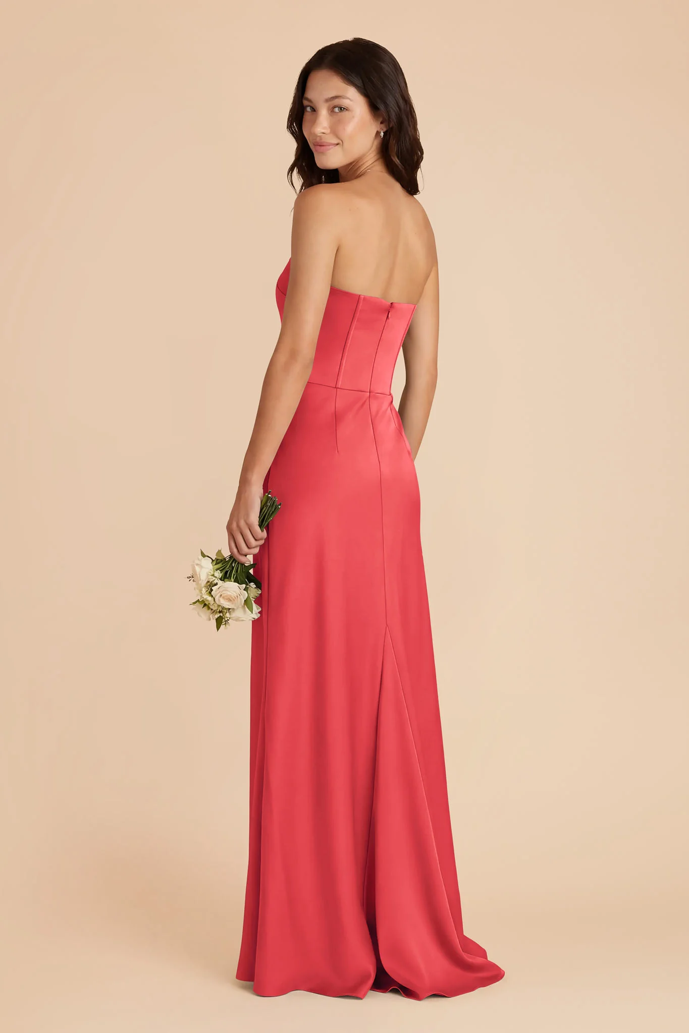 Billie Matte Satin Dress - Guava - Image 3