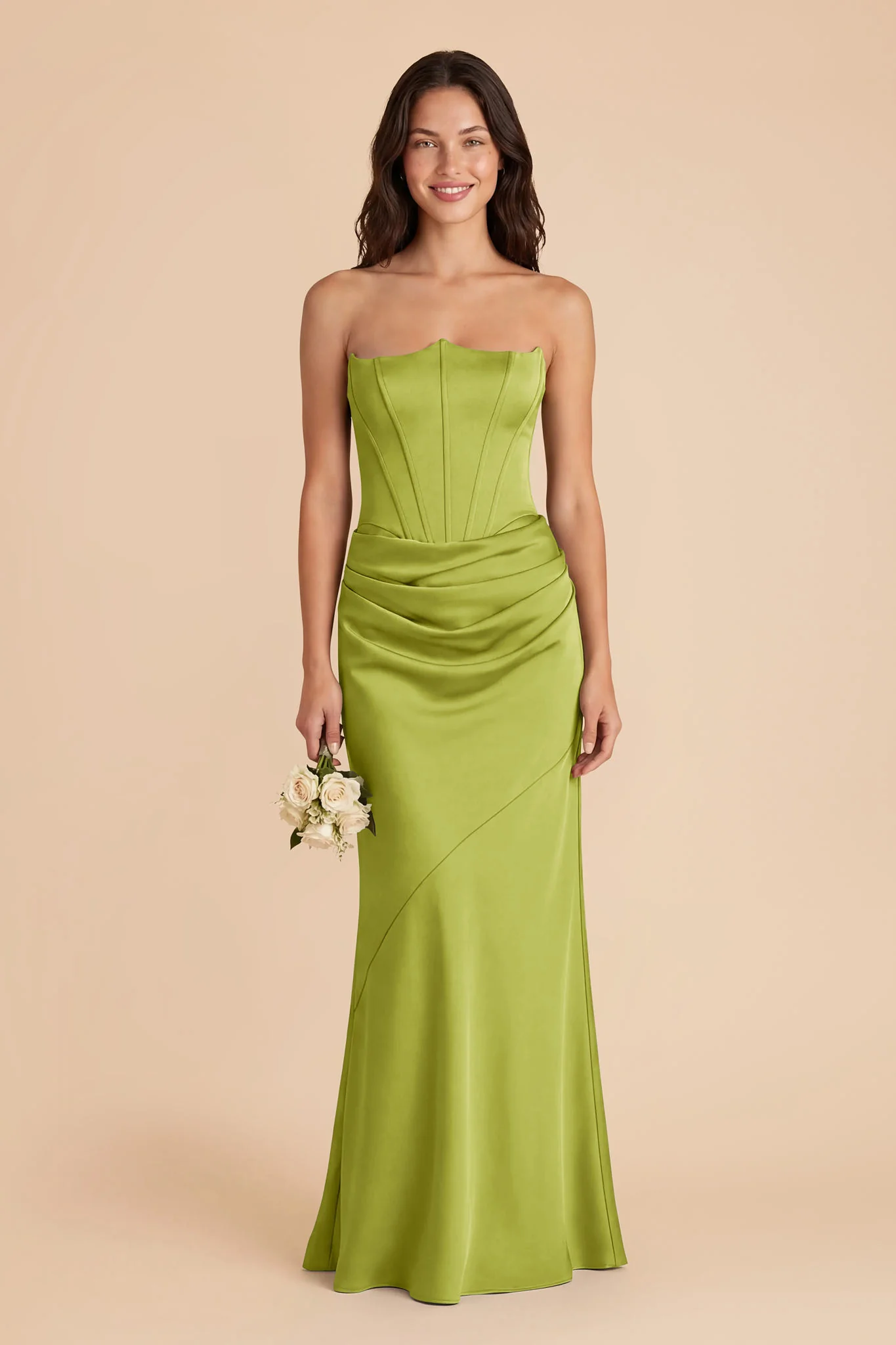 Billie Matte Satin Dress - Matcha