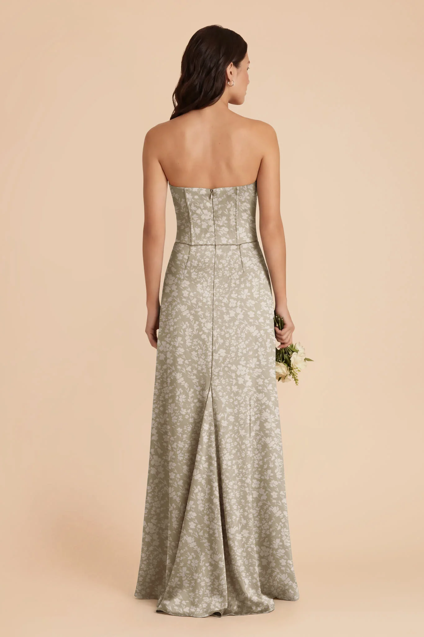 Billie Matte Satin Dress - Moss Green Dreamy Floral - Image 3