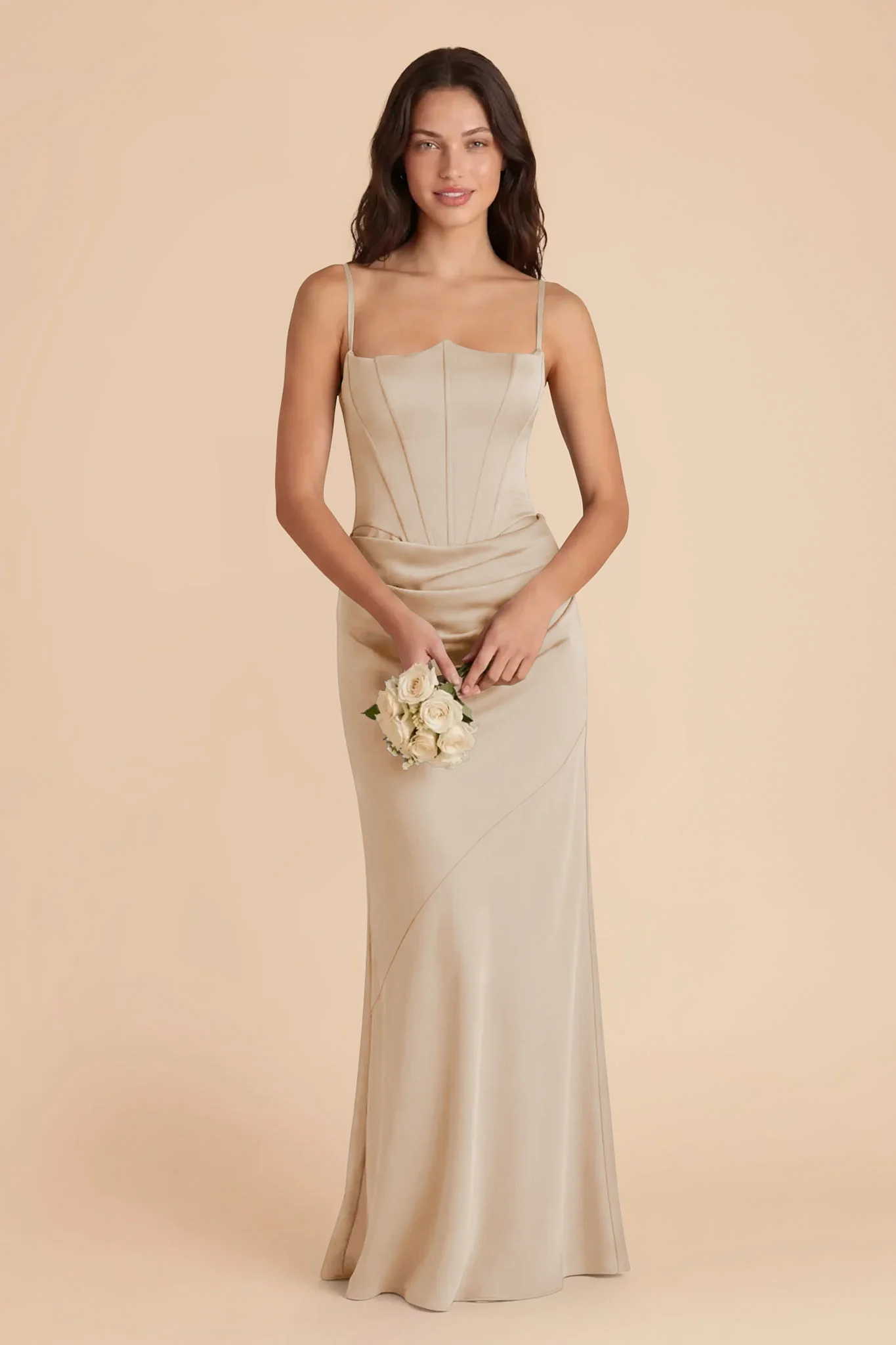 Billie Matte Satin Dress - Neutral Champagne - Image 2
