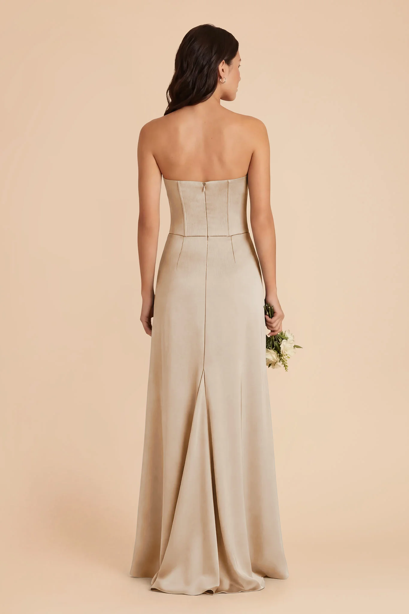 Billie Matte Satin Dress - Neutral Champagne - Image 4