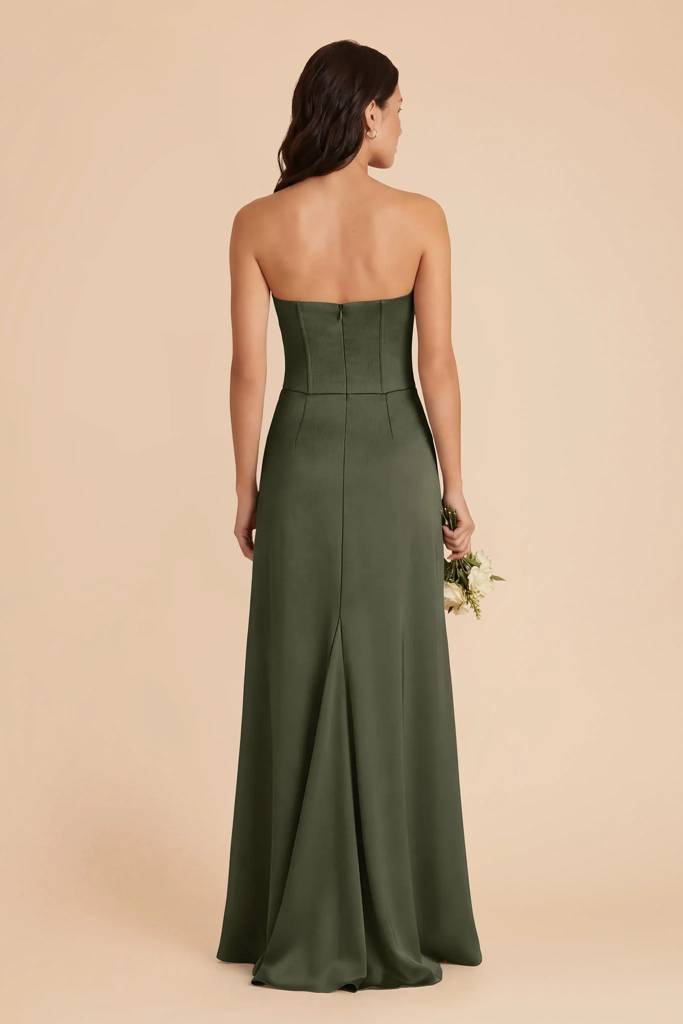 Billie Matte Satin Dress - Olive - Image 4