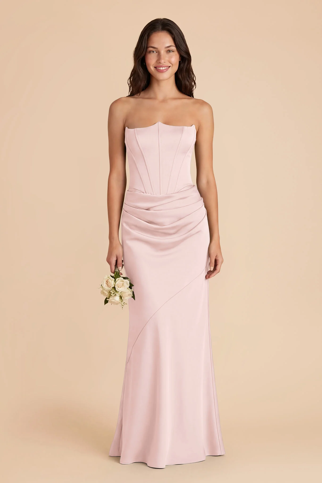 Billie Matte Satin Dress - Pale Blush