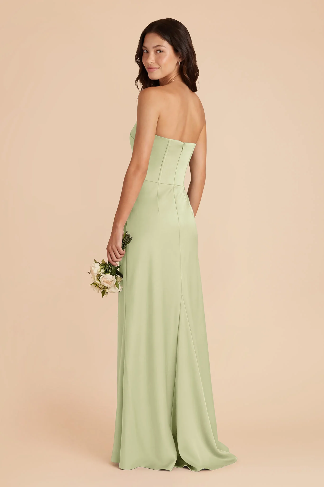 Billie Matte Satin Dress - Pale Pistachio - Image 3