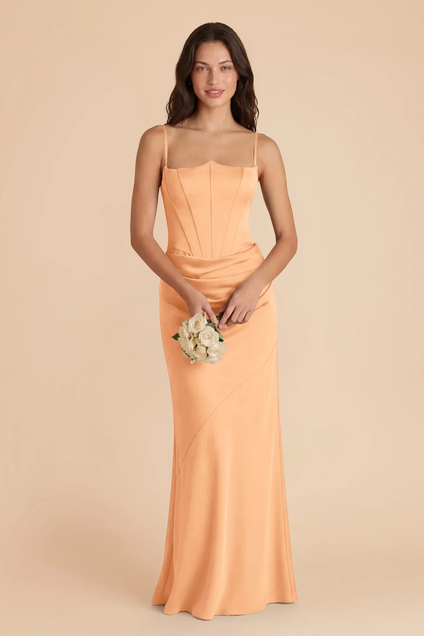Billie Matte Satin Dress - Peach - Image 2