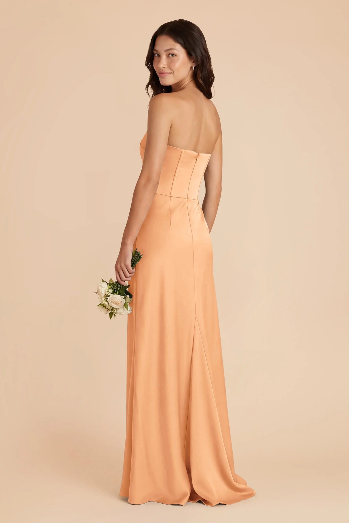 Billie Matte Satin Dress - Peach - Image 3