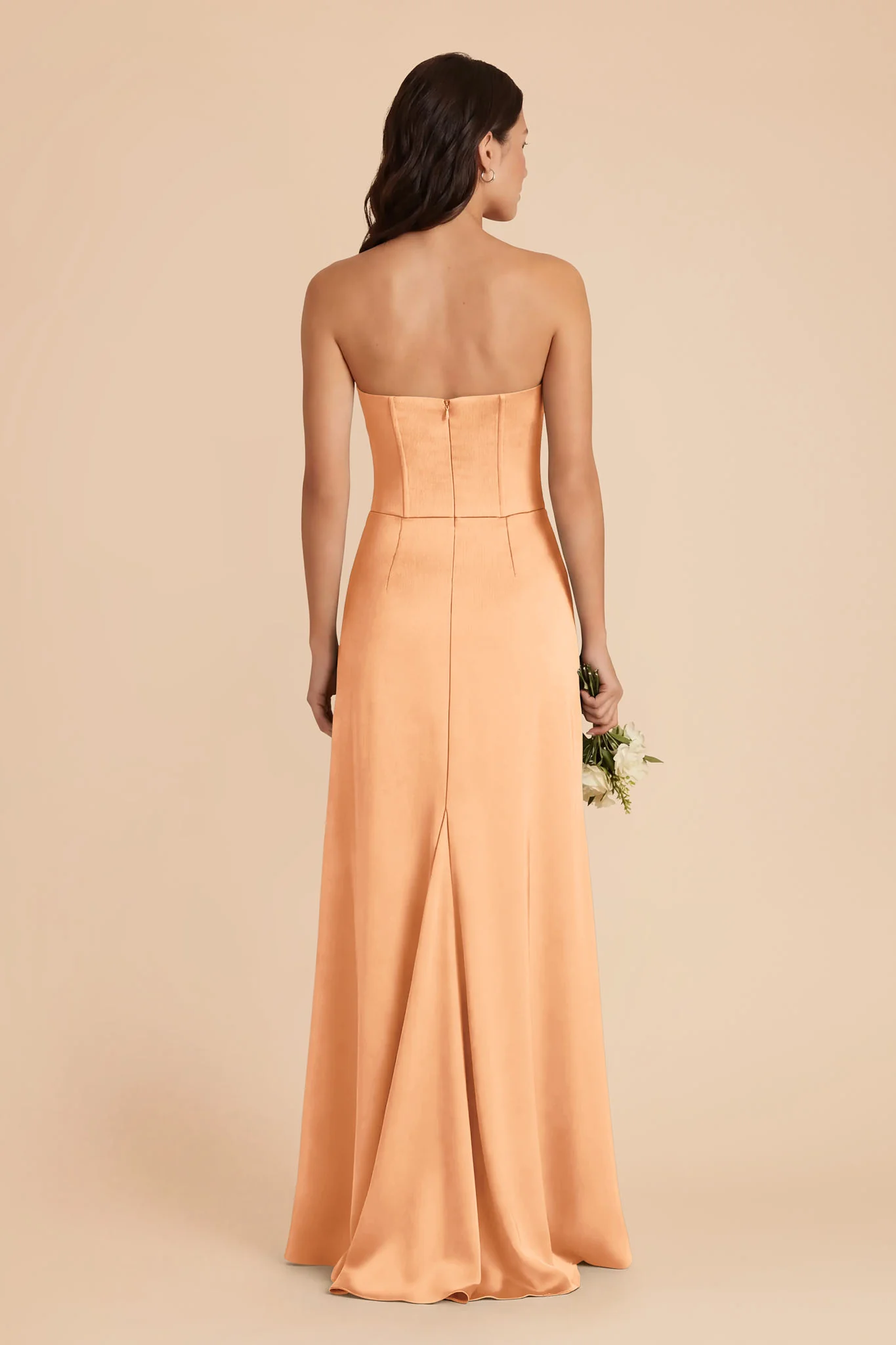 Billie Matte Satin Dress - Peach - Image 4