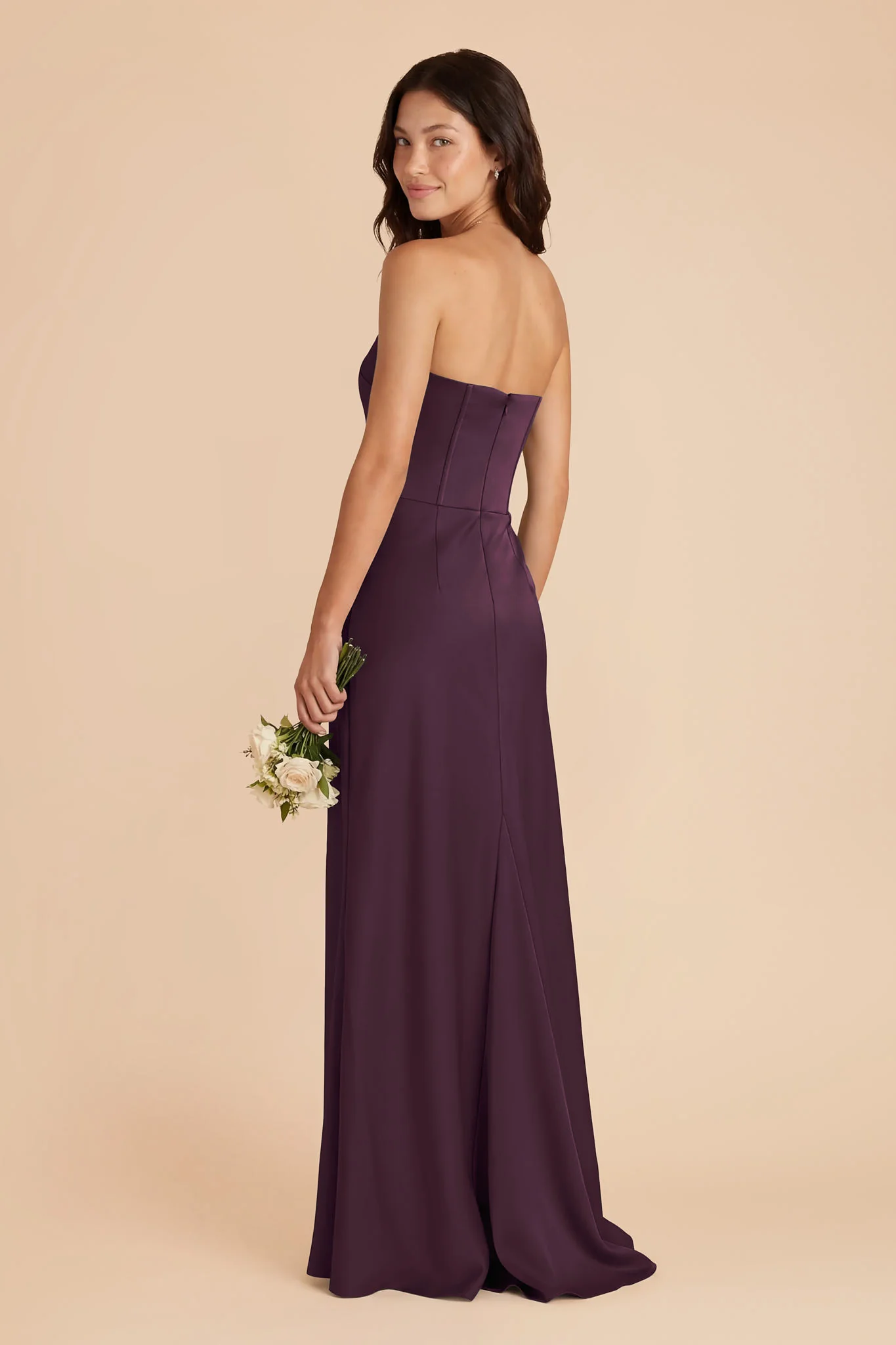Billie Matte Satin Dress - Plum - Image 3