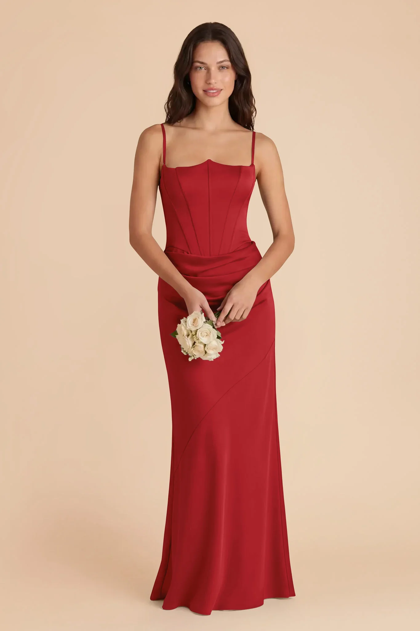 Billie Matte Satin Dress - Ruby Red - Image 2
