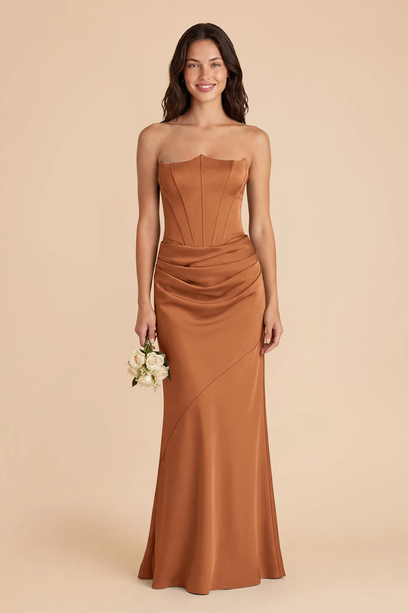 Billie Matte Satin Dress - Rust