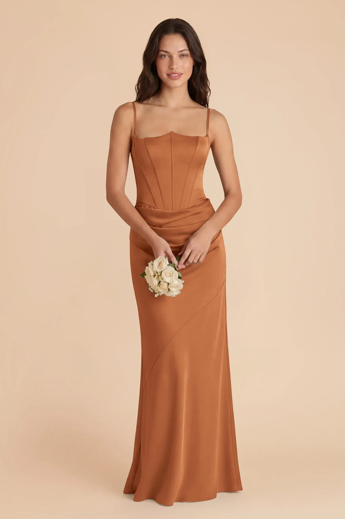 Billie Matte Satin Dress - Rust - Image 2