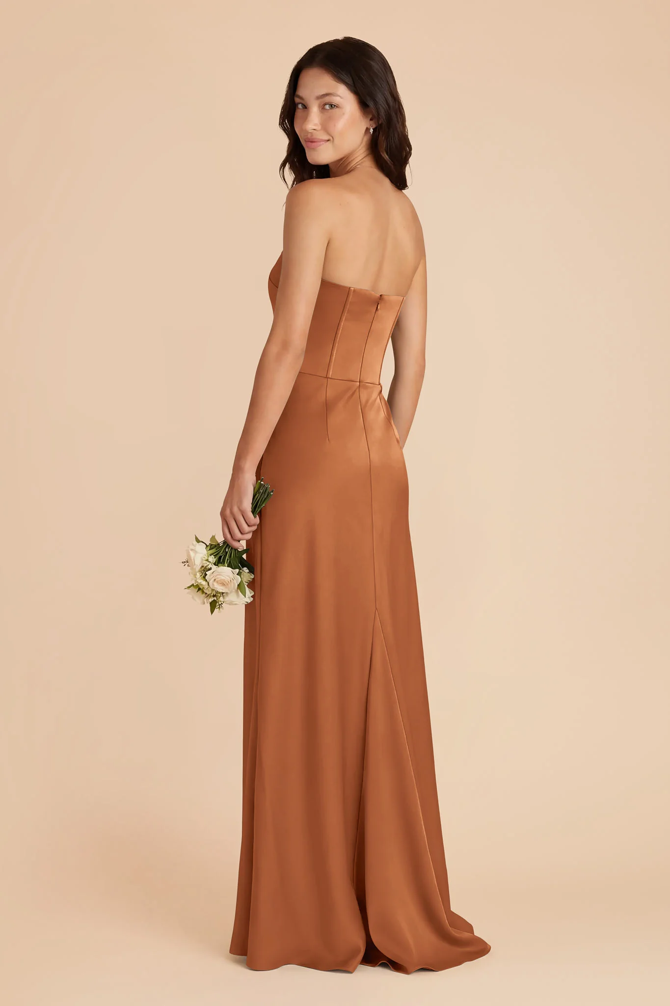 Billie Matte Satin Dress - Rust - Image 3