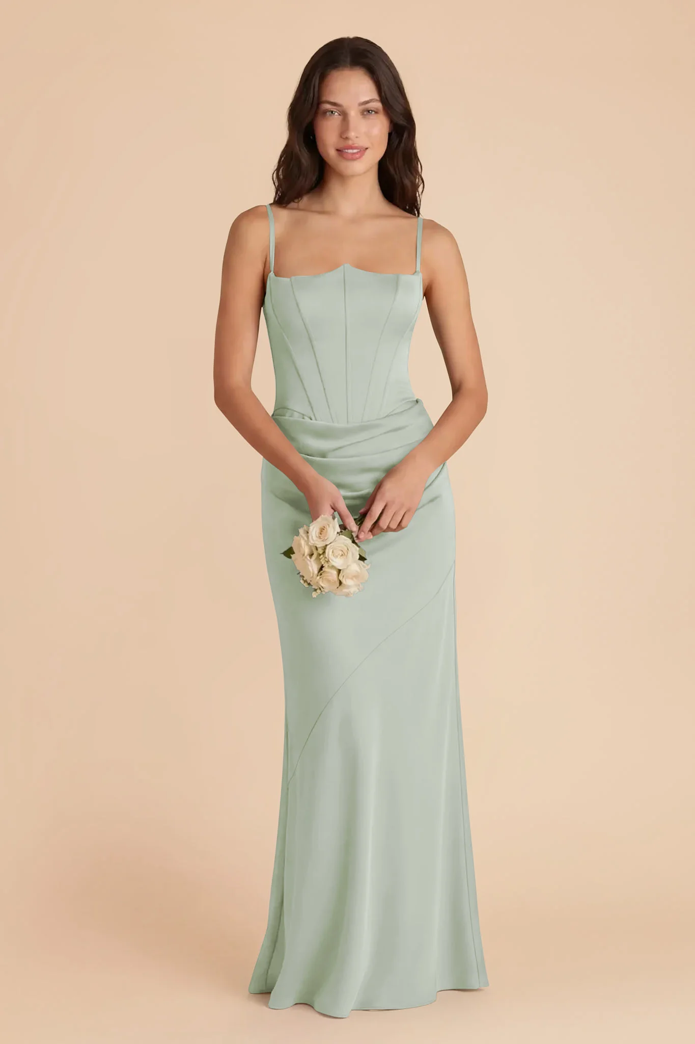 Billie Matte Satin Dress - Sage - Image 2