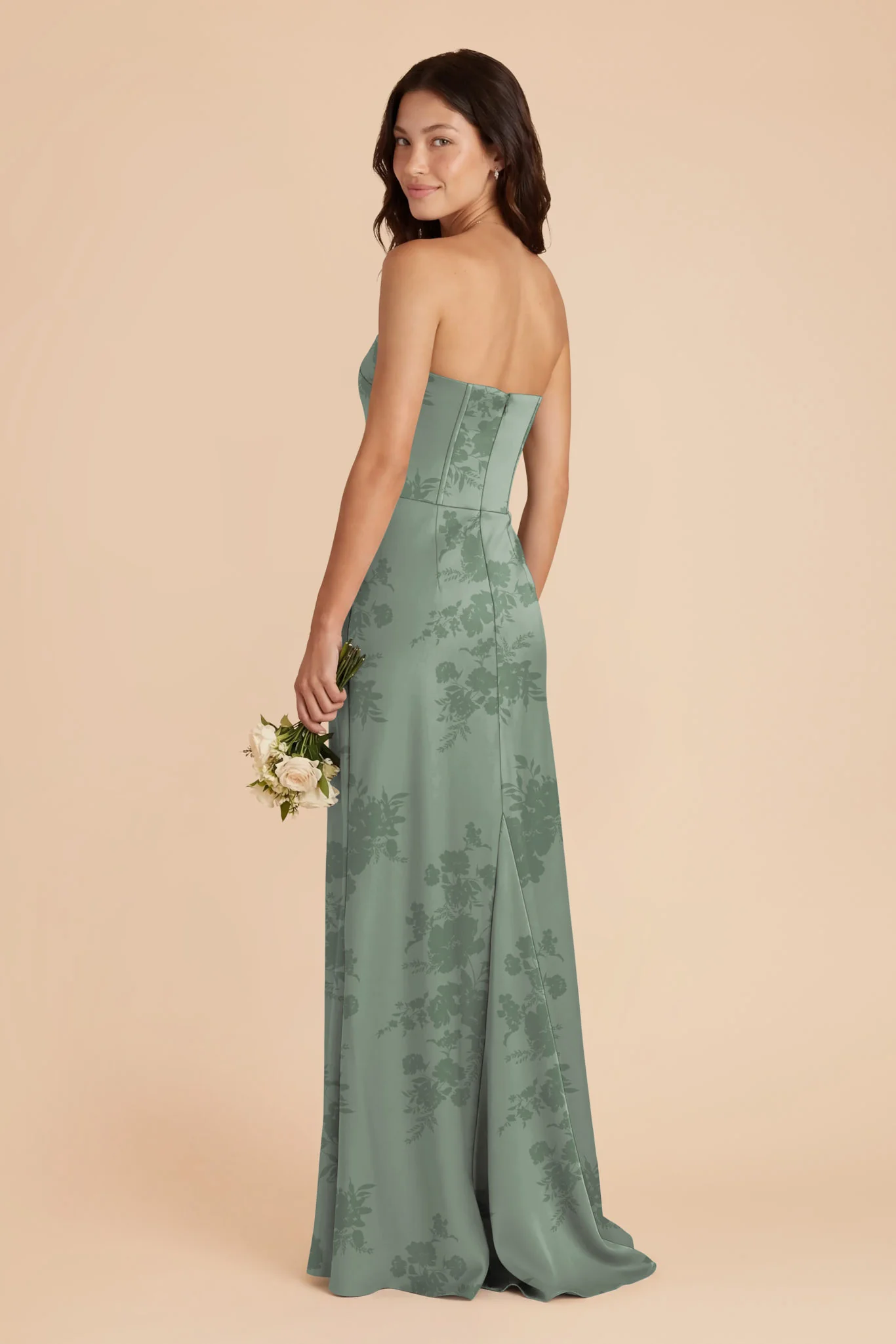 Billie Matte Satin Dress - Sage Whimsical Blooms - Image 2