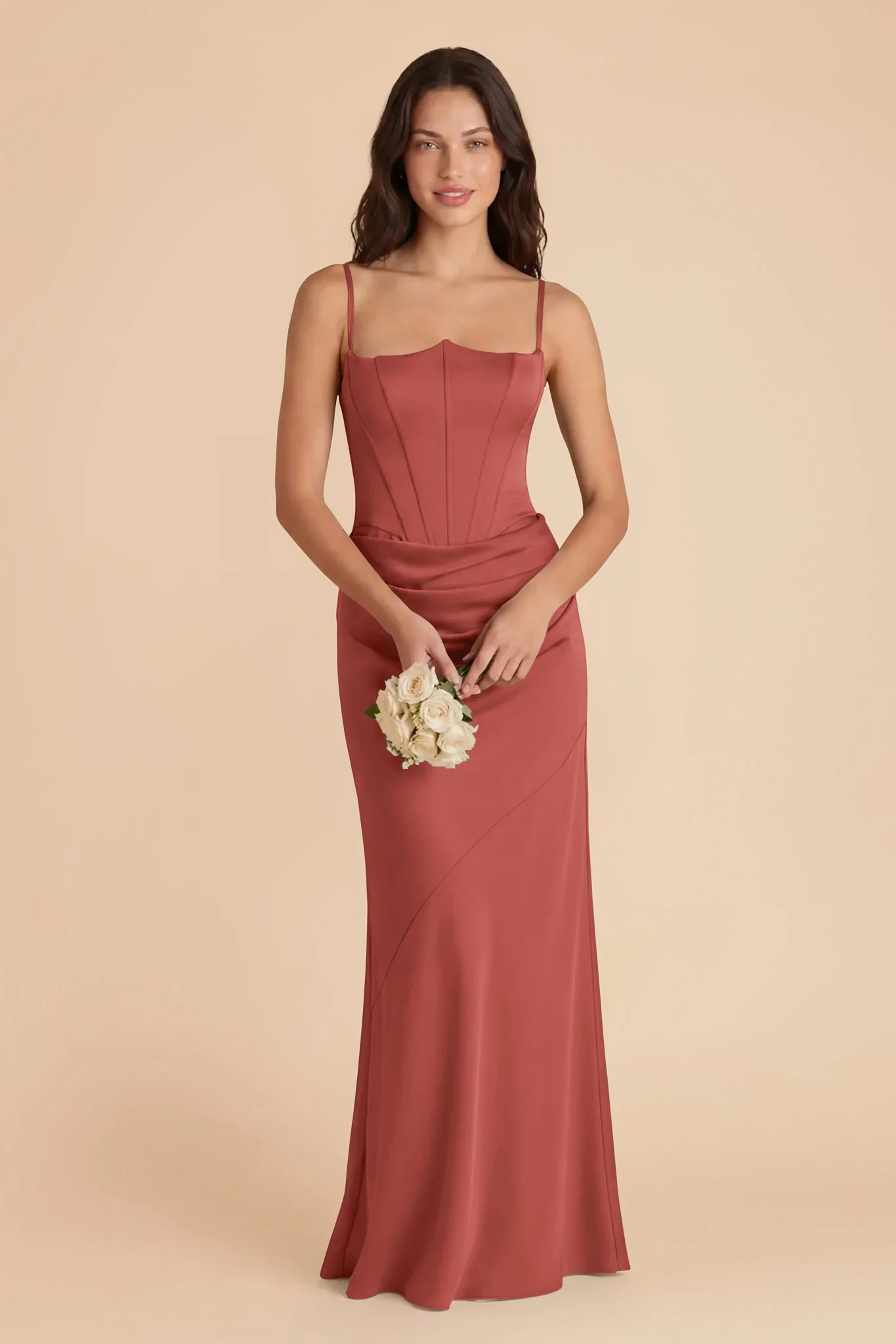 Billie Matte Satin Dress - Spice - Image 2