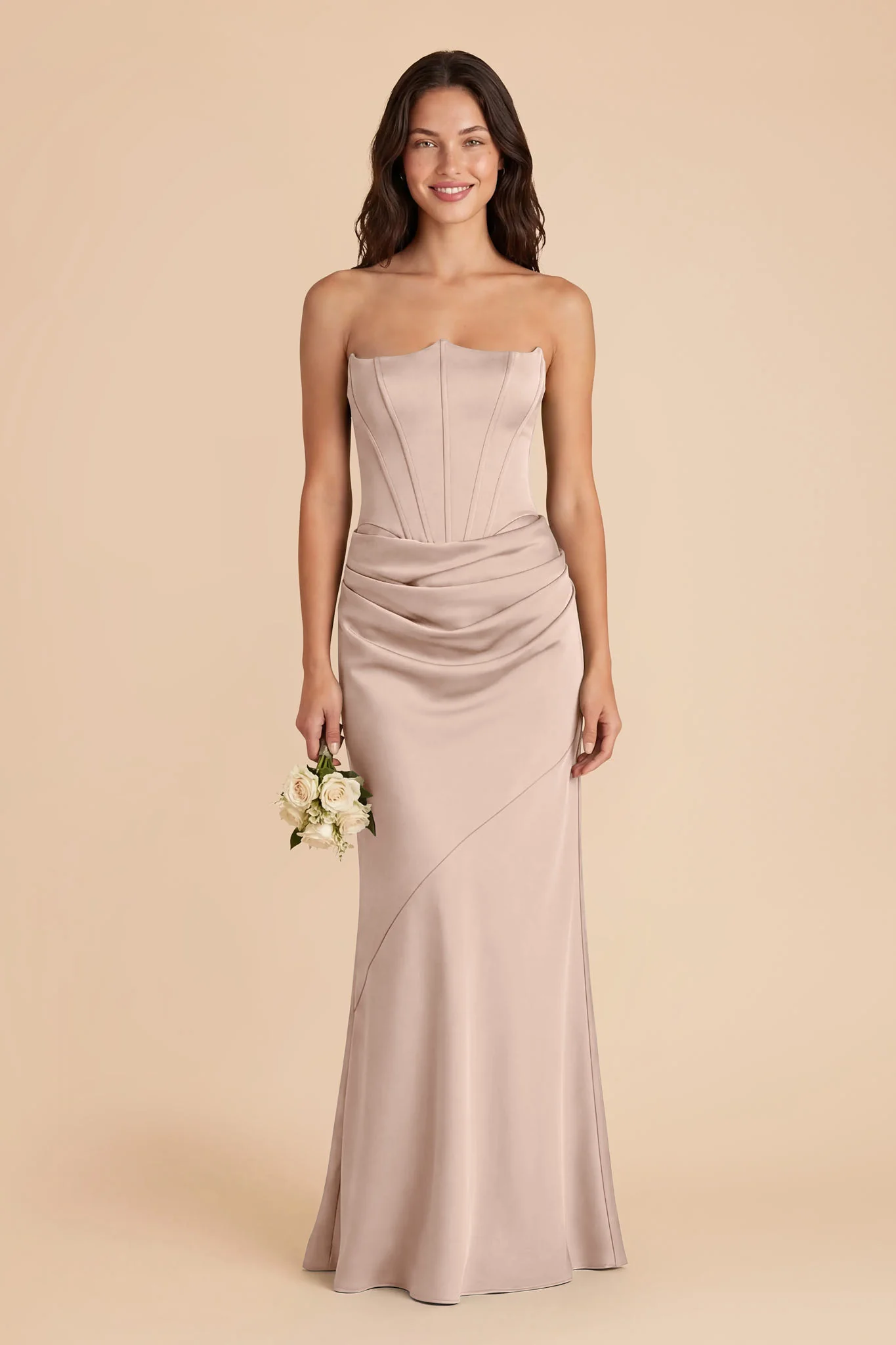 Billie Matte Satin Dress - Taupe