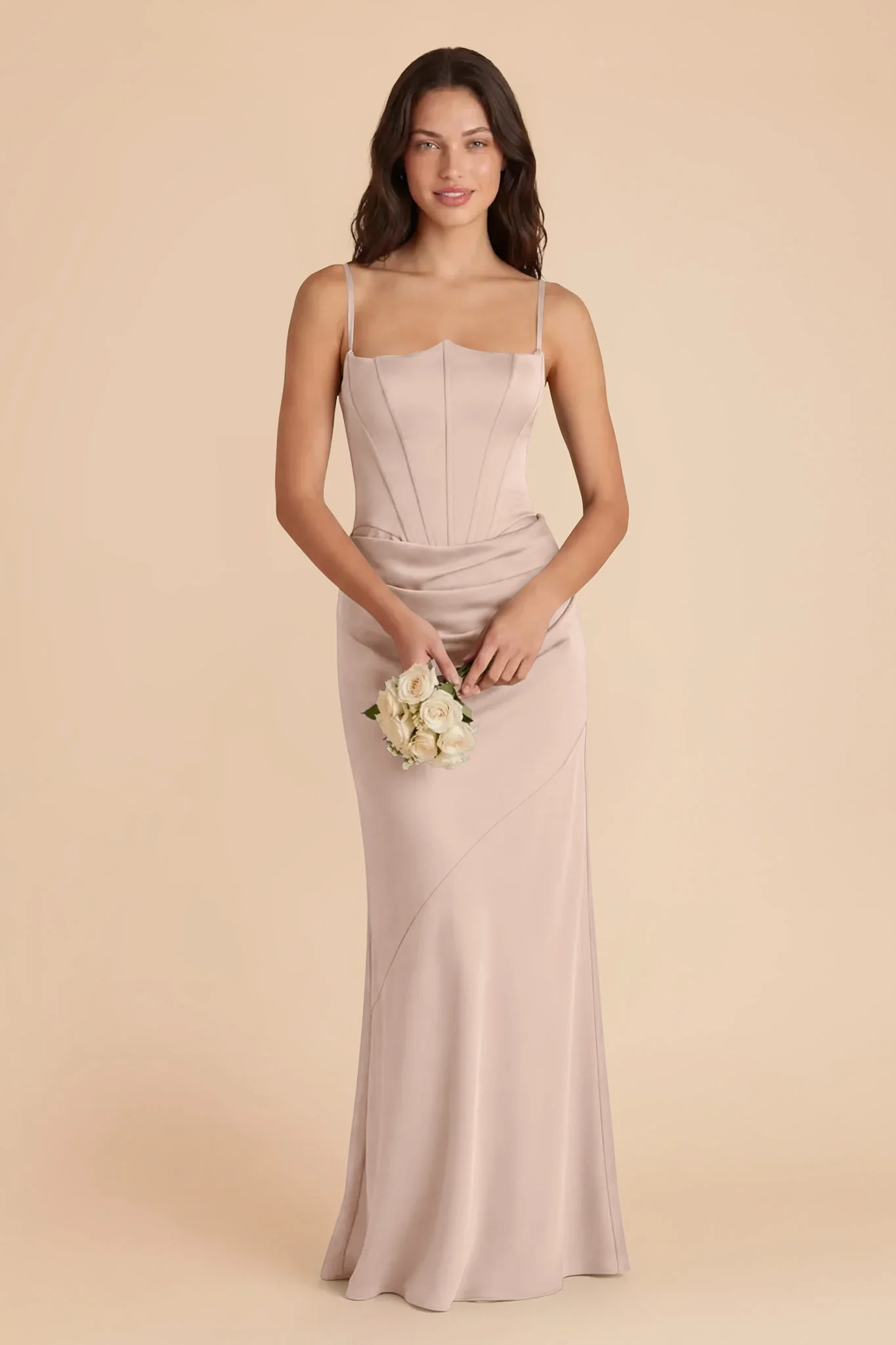 Billie Matte Satin Dress - Taupe - Image 2