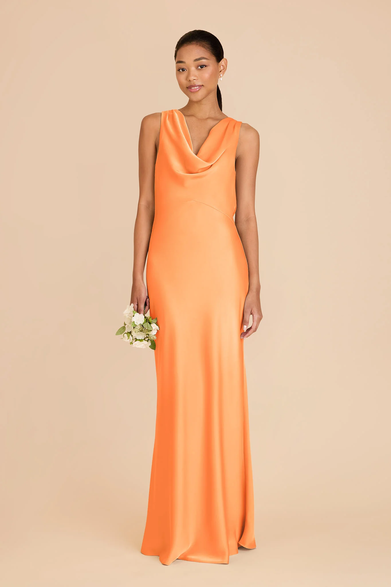 Bonnie Matte Satin Dress - Apricot