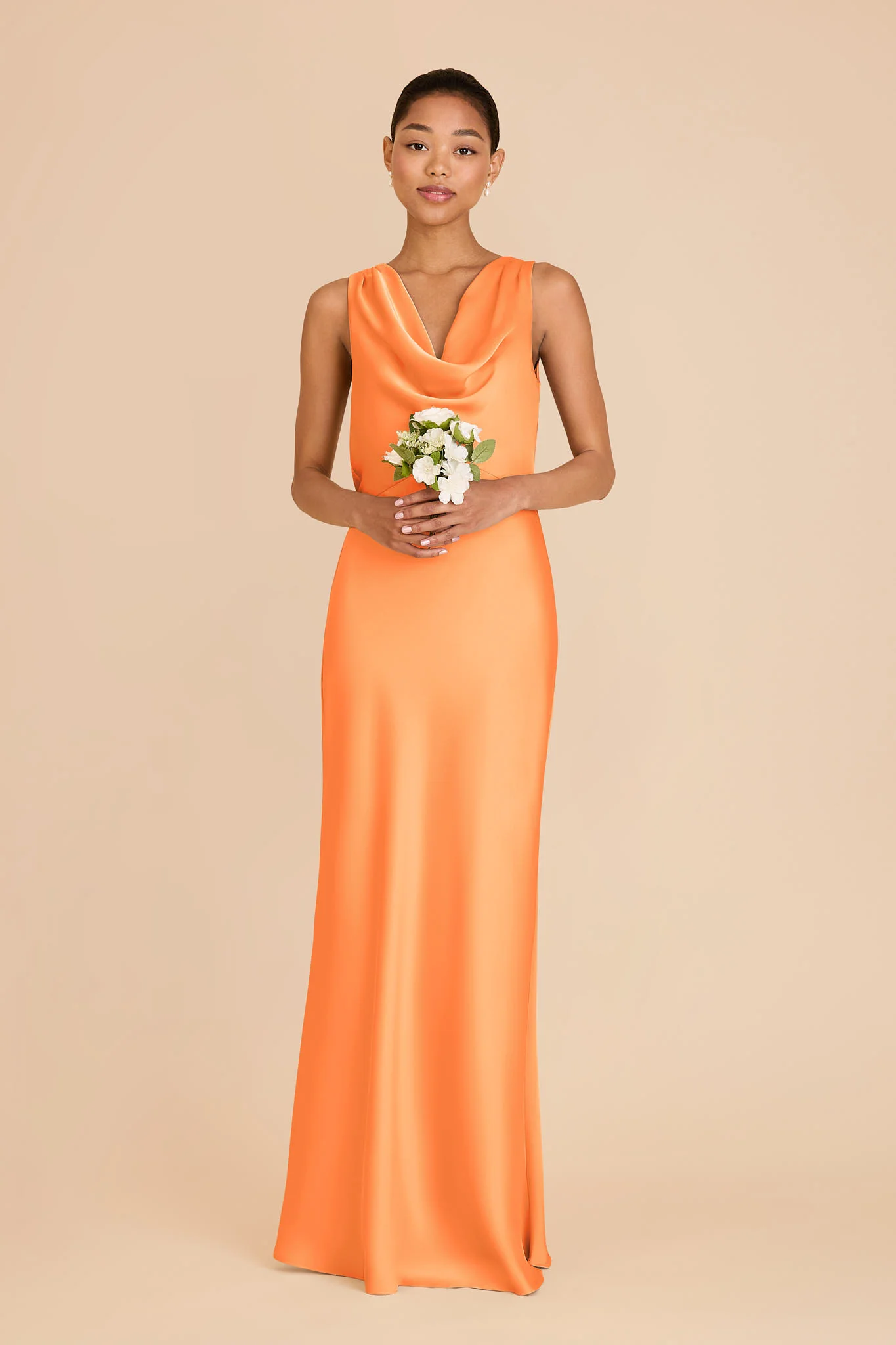 Bonnie Matte Satin Dress - Apricot - Image 3