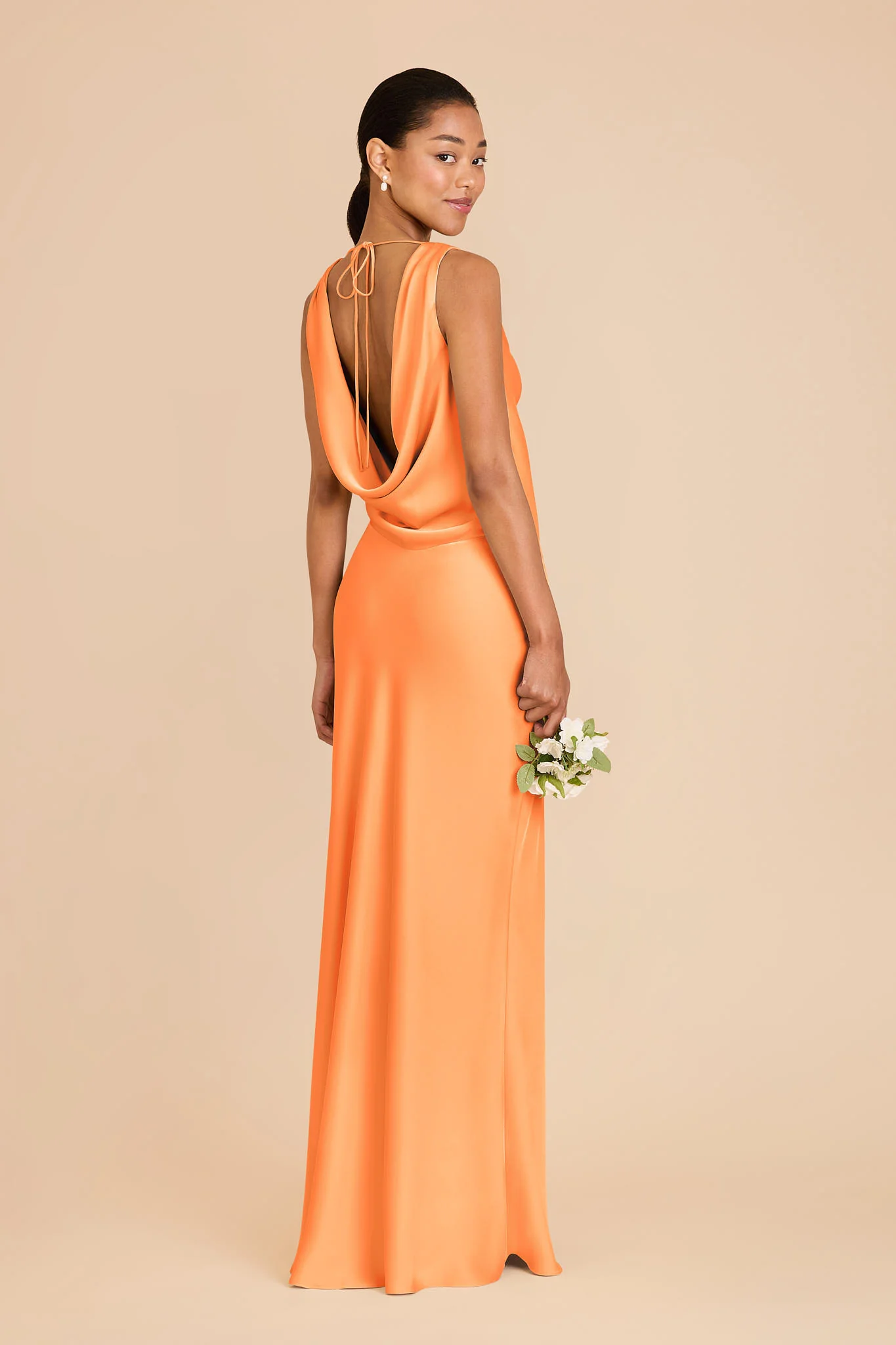 Bonnie Matte Satin Dress - Apricot - Image 4